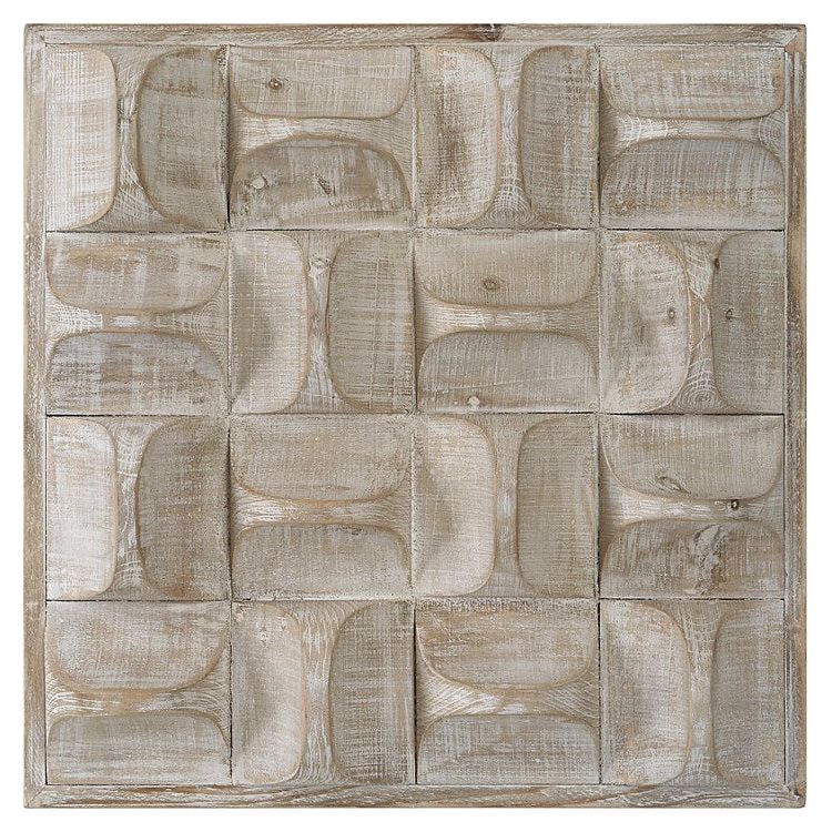 Uttermost Pickford Natural Ivory Wash Dimensional Wood Wall Art Decor - Image 3