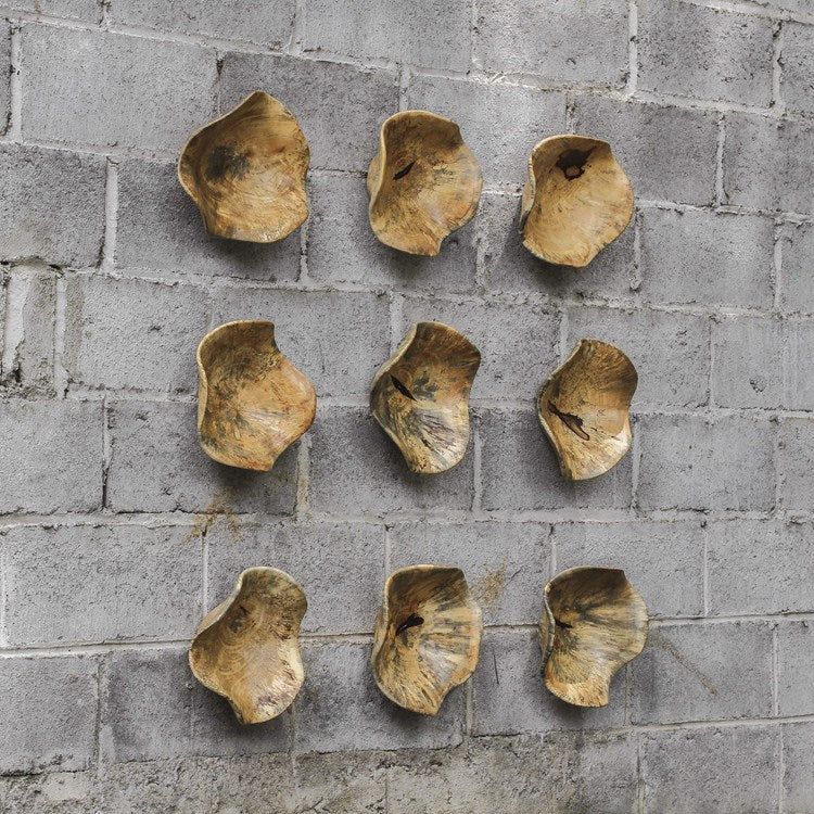 Uttermost Tamarine Set of 3 Natural Raw Finish Spalted Tamarind Wood Wall Art Decor - Image 3
