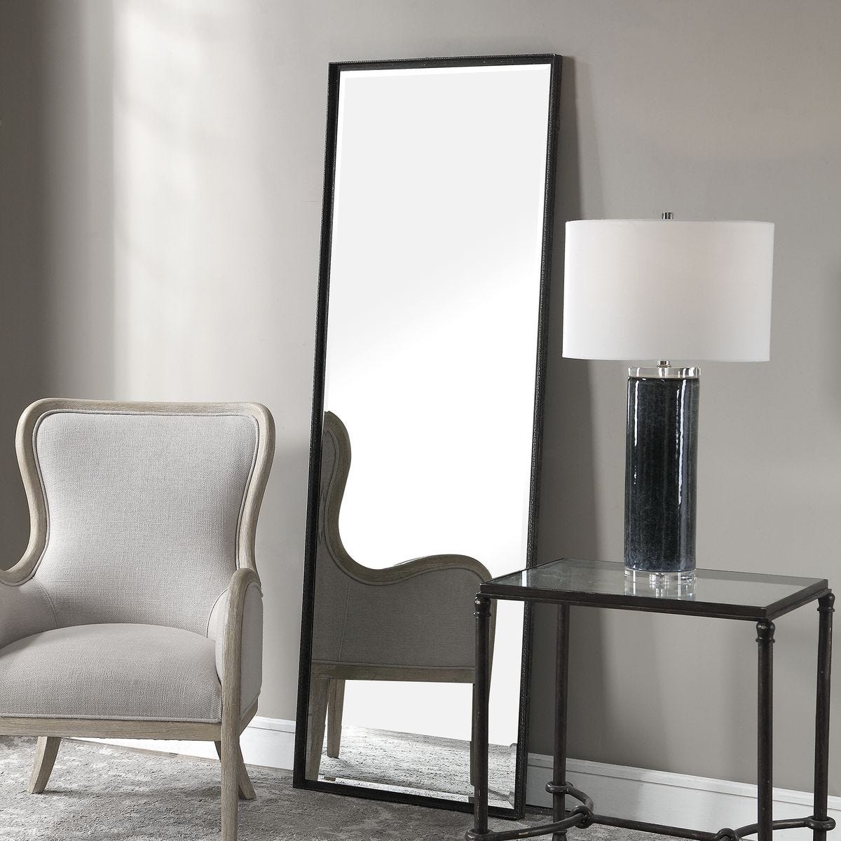 Uttermost Callan Rustic Black Tall Mirror - Image 1