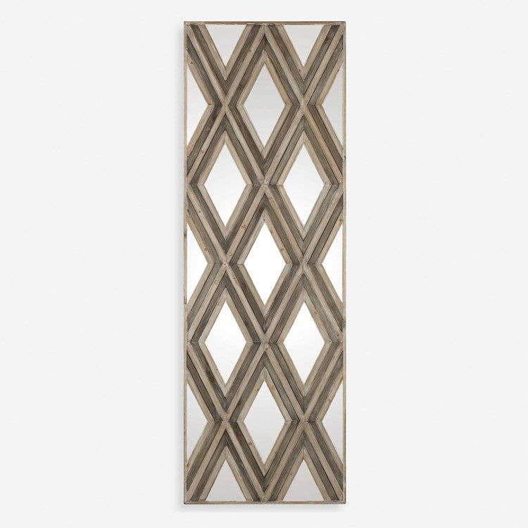 Uttermost Tahira Ivory and Chestnut Gray Mirrored Accents Wood Wall Art Decor - Image 3