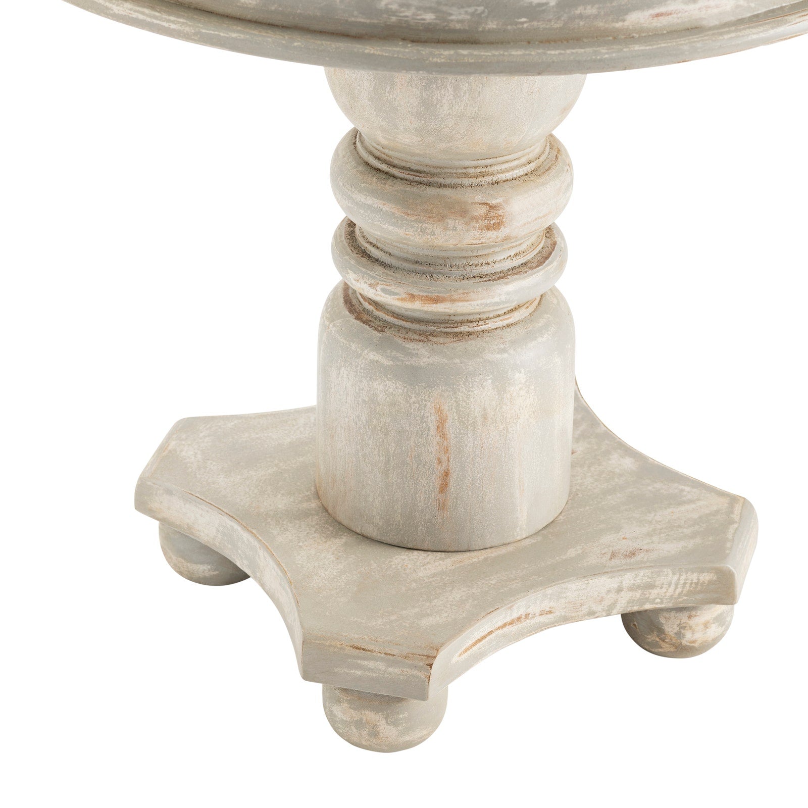Crestview Collection Castleberry Distressed Cream Mango Wood Round Accent Table - Image 3