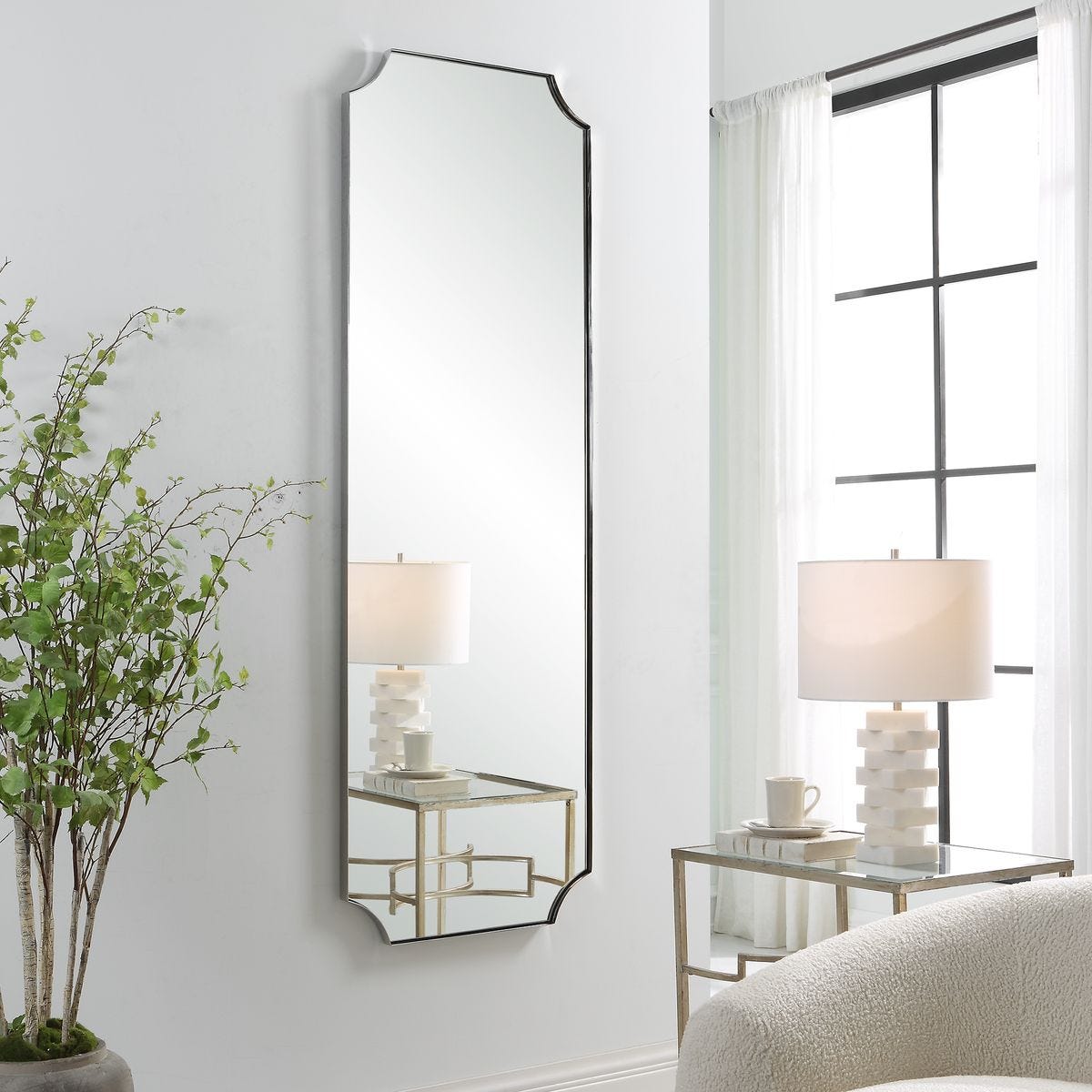 Uttermost Lennox Polished Nickel With Scalloped Edge Framed Mirror