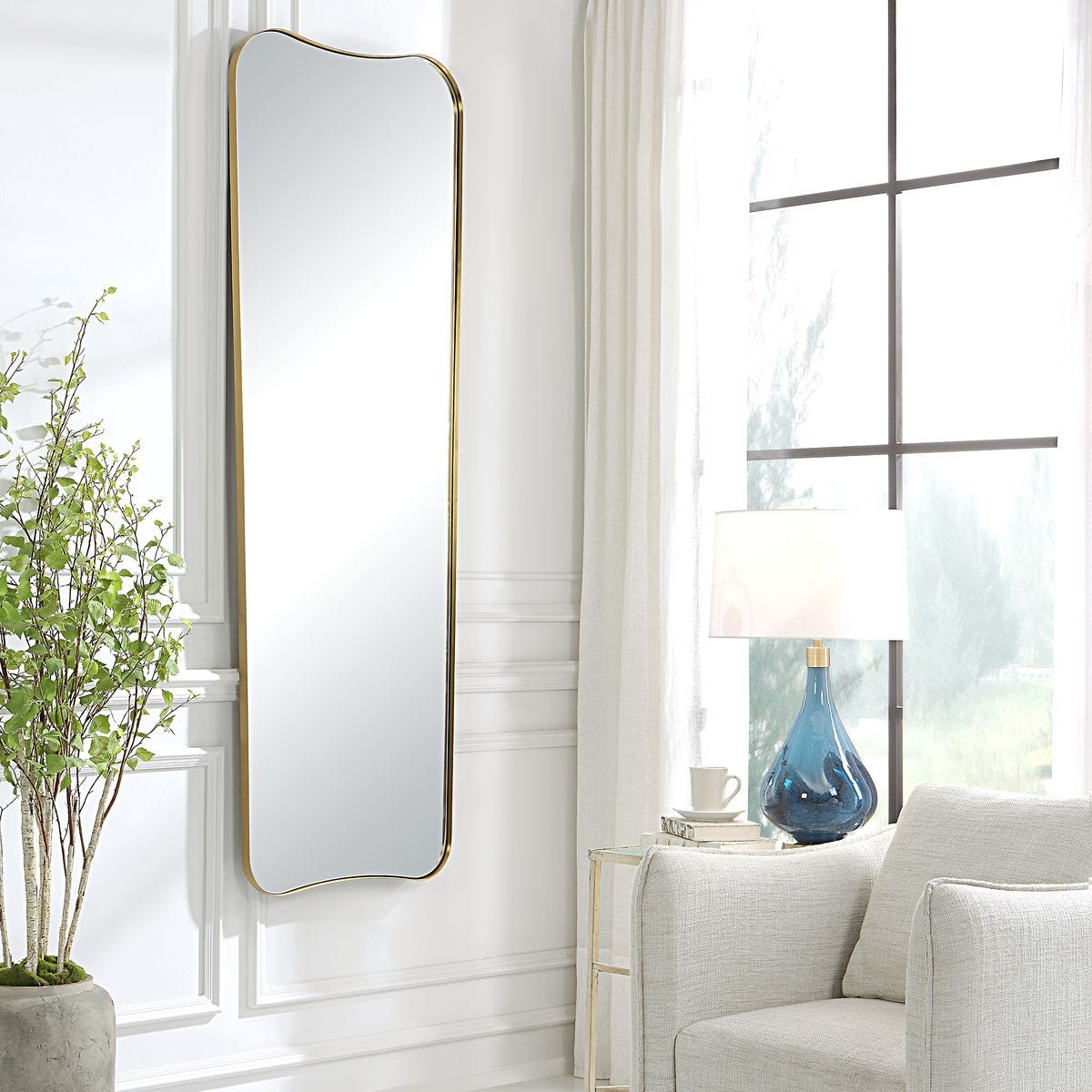 Uttermost Belvoir Rich Antique Brass Oversized Large Mirror - Image 2