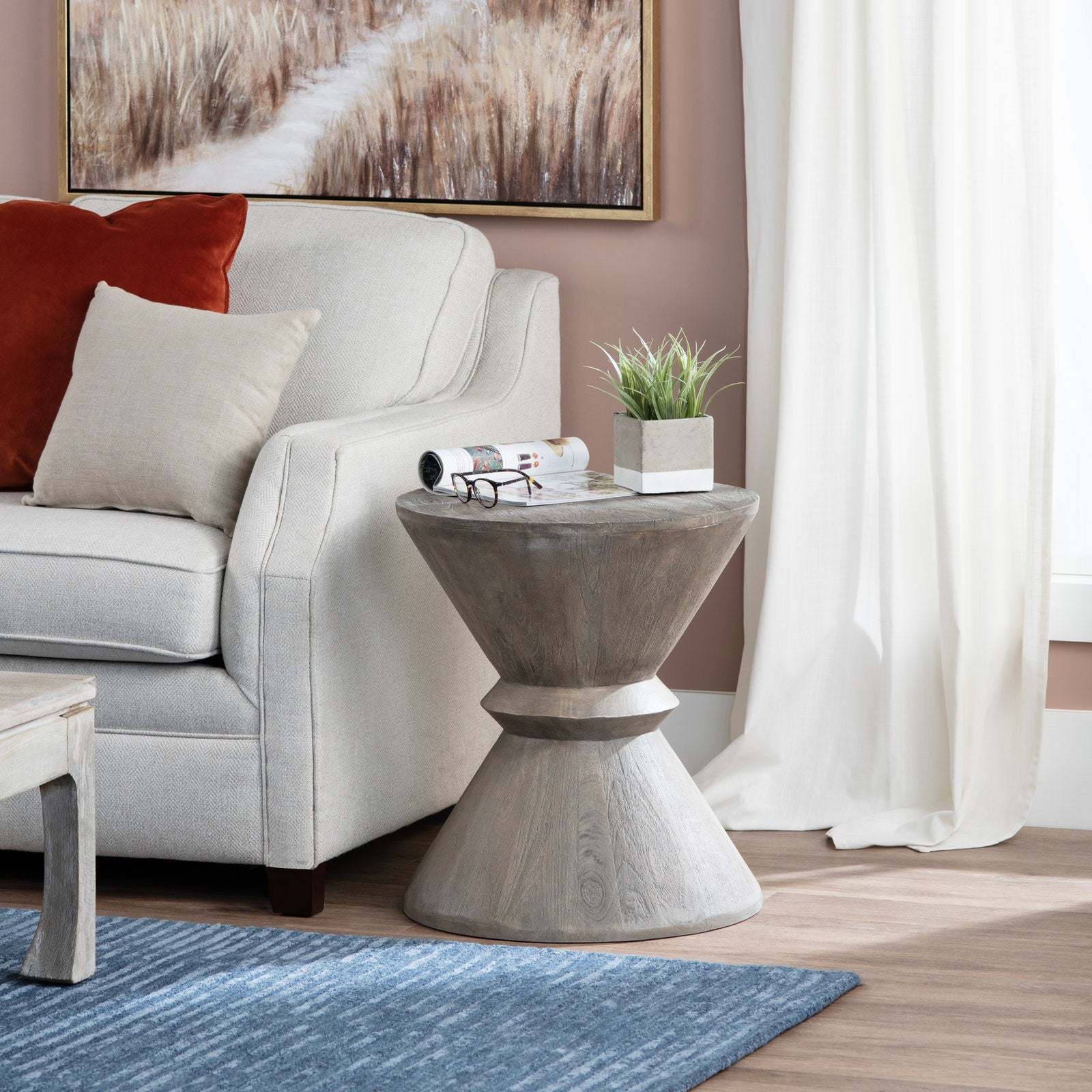 Crestview Collection Mimosa Gray Wash Modern Accent Table - Image 1