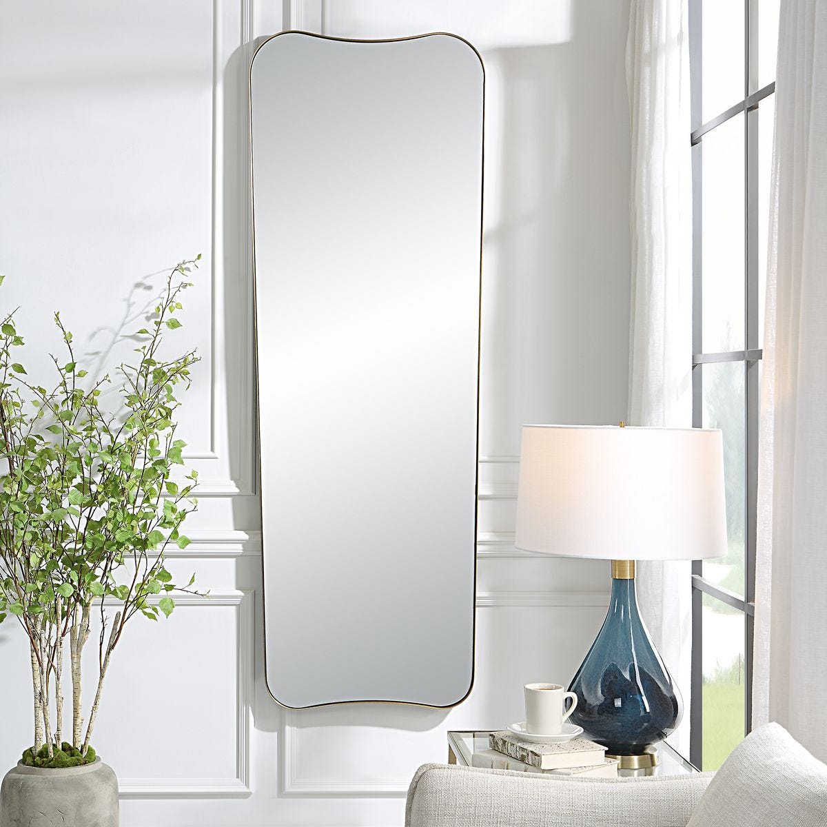 Uttermost Belvoir Rich Antique Brass Oversized Large Mirror