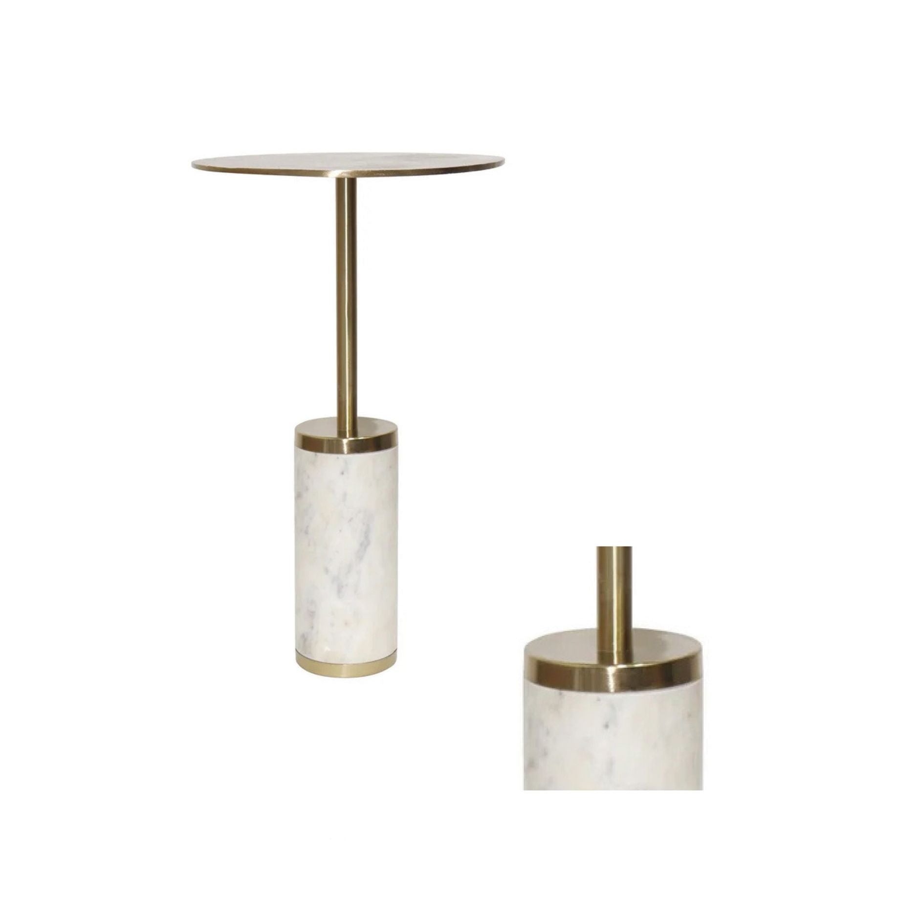 Crestview Collection Casio White Marble Round Accent Table - Image 2