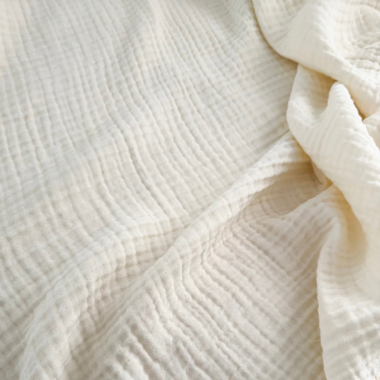 Anaya Home Crinkled Turkish Cotton Cuddle Throw Blanket ~ Ivory - Image 2