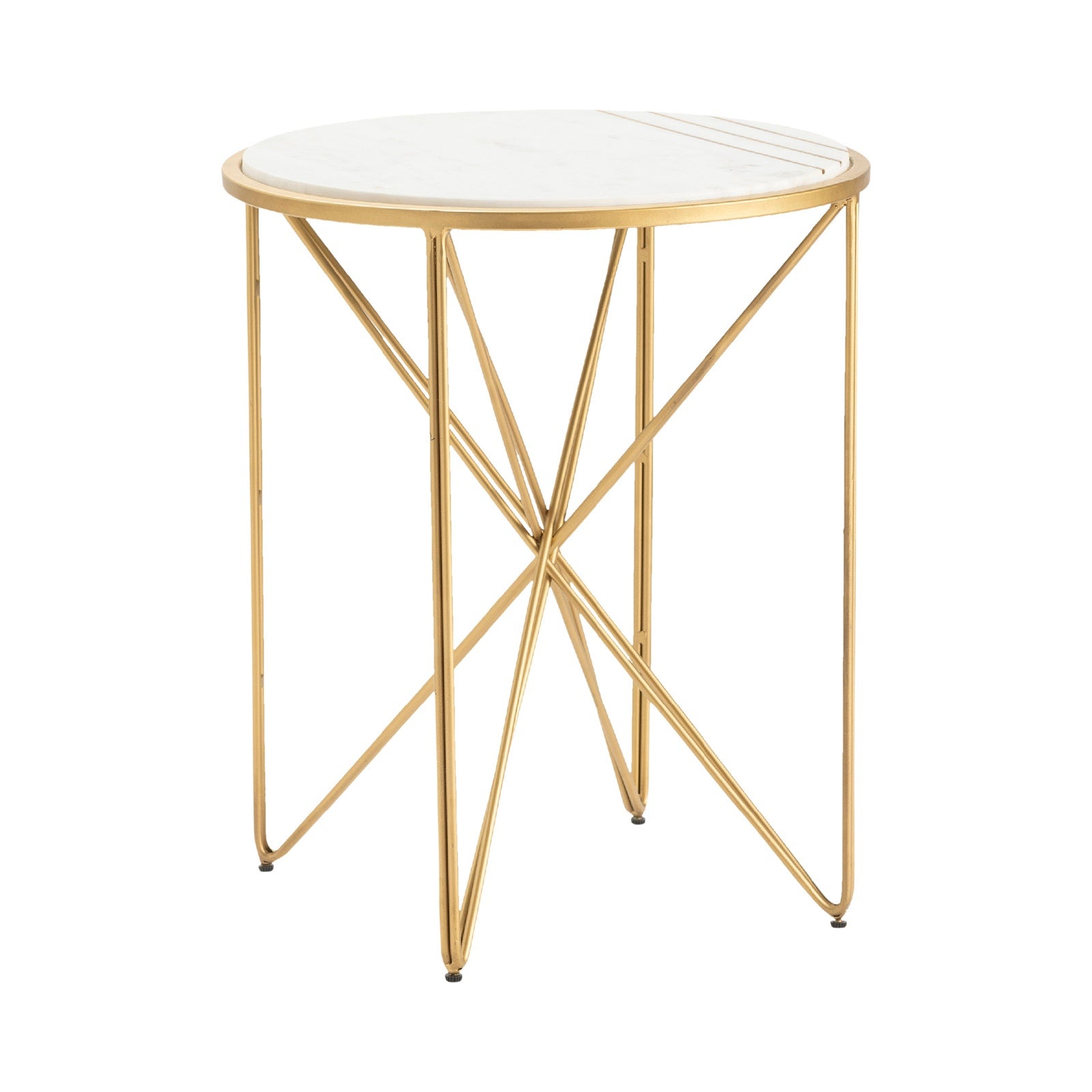 Crestview Collection Darby White Marble and Gold Round Accent Table - Image 1