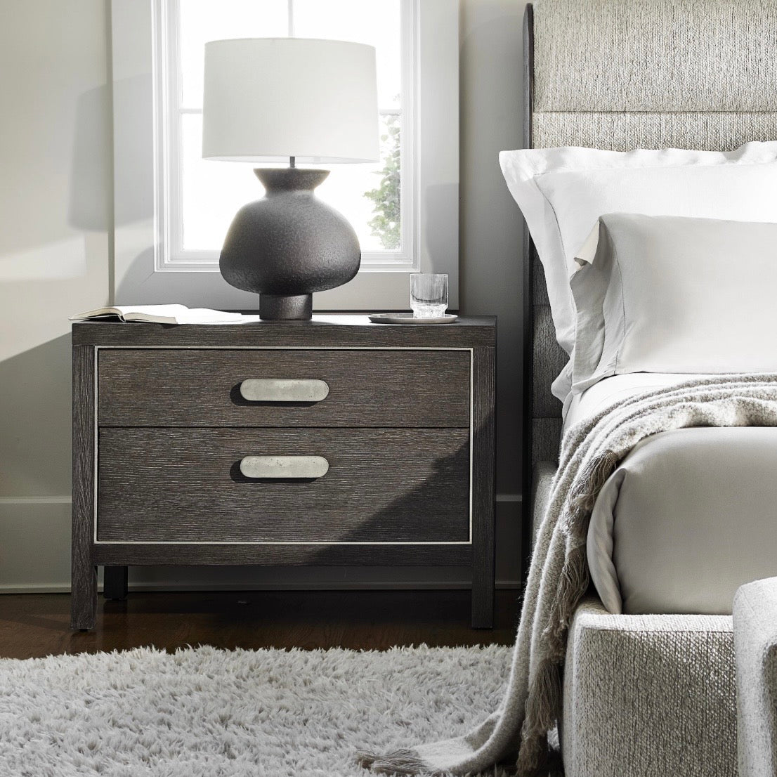 Bernhardt Prado Collection Two Drawer Nightstand ~ Porcini Finish - Image 1