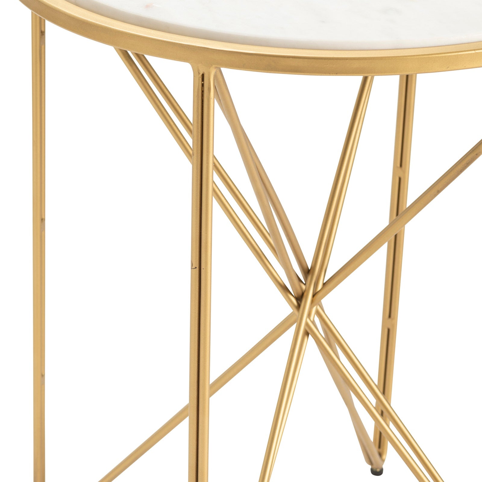 Crestview Collection Darby White Marble and Gold Round Accent Table - Image 2