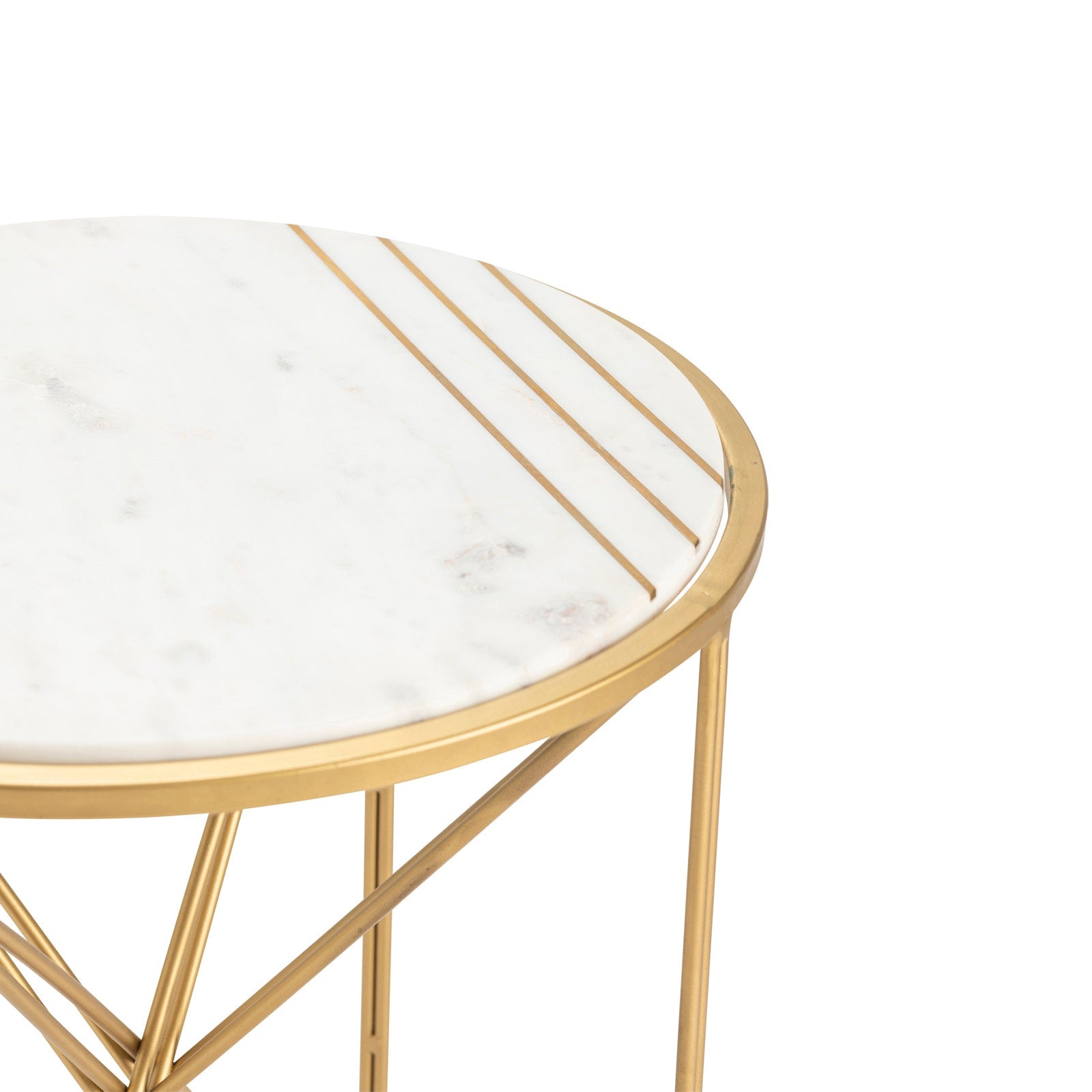 Crestview Collection Darby White Marble and Gold Round Accent Table - Image 3