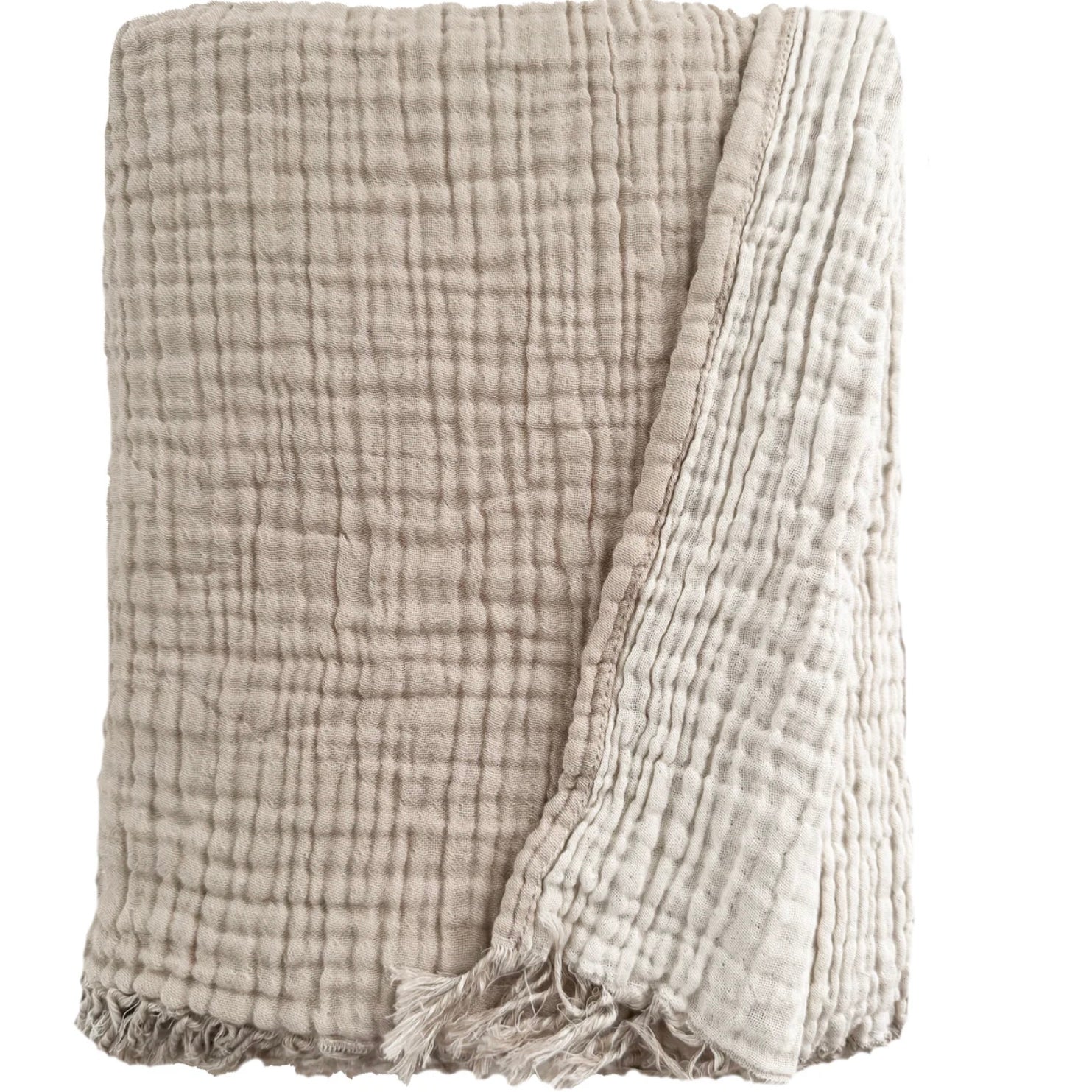 Anaya Home Crinkled Turkish Cotton Cuddle Throw Blanket ~ Natural Beige  ~ DREAMY BEDDING SALE~ Limited Quantity
