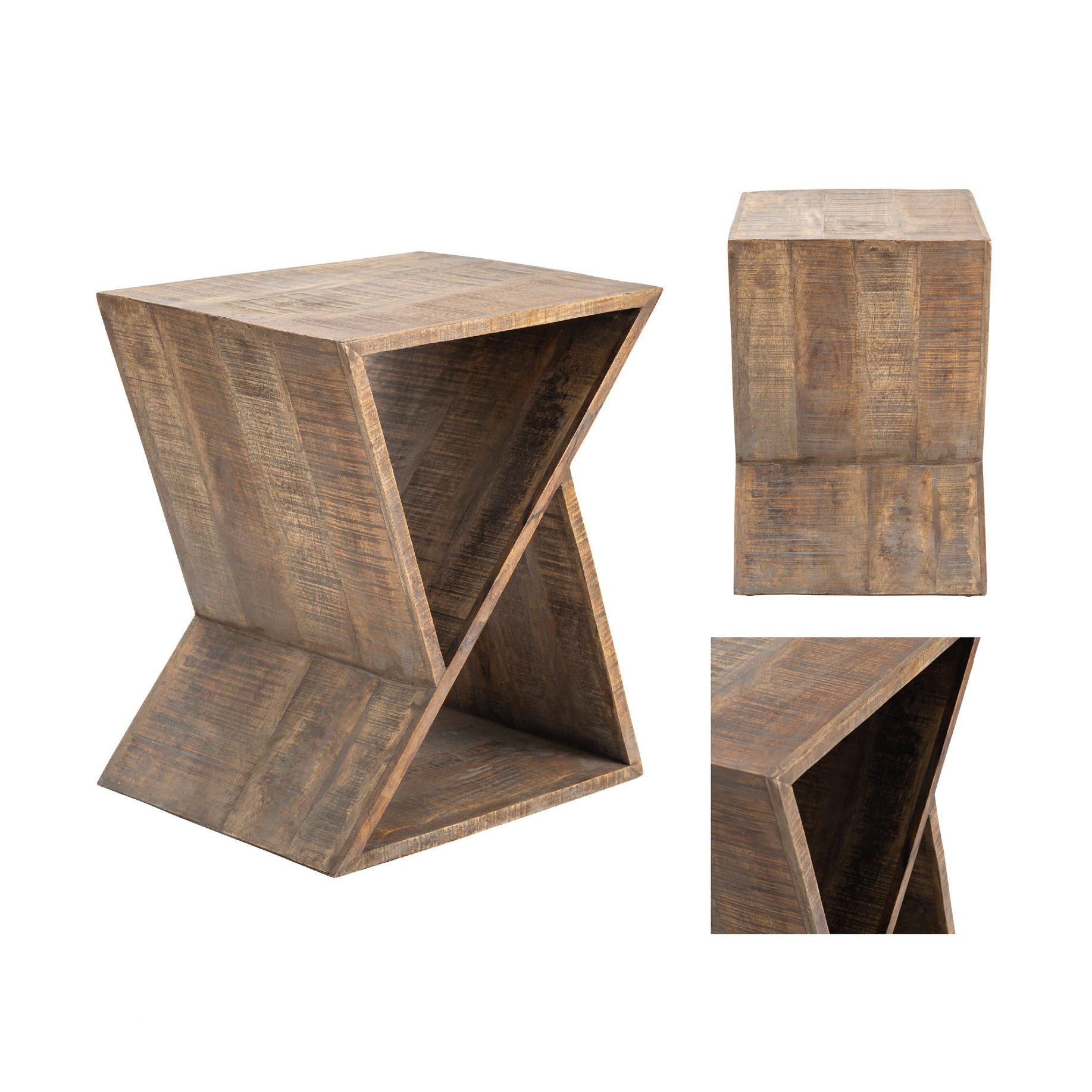 Crestview Collection Hensley Modern Rustic Mango Wood Side Table - Image 3