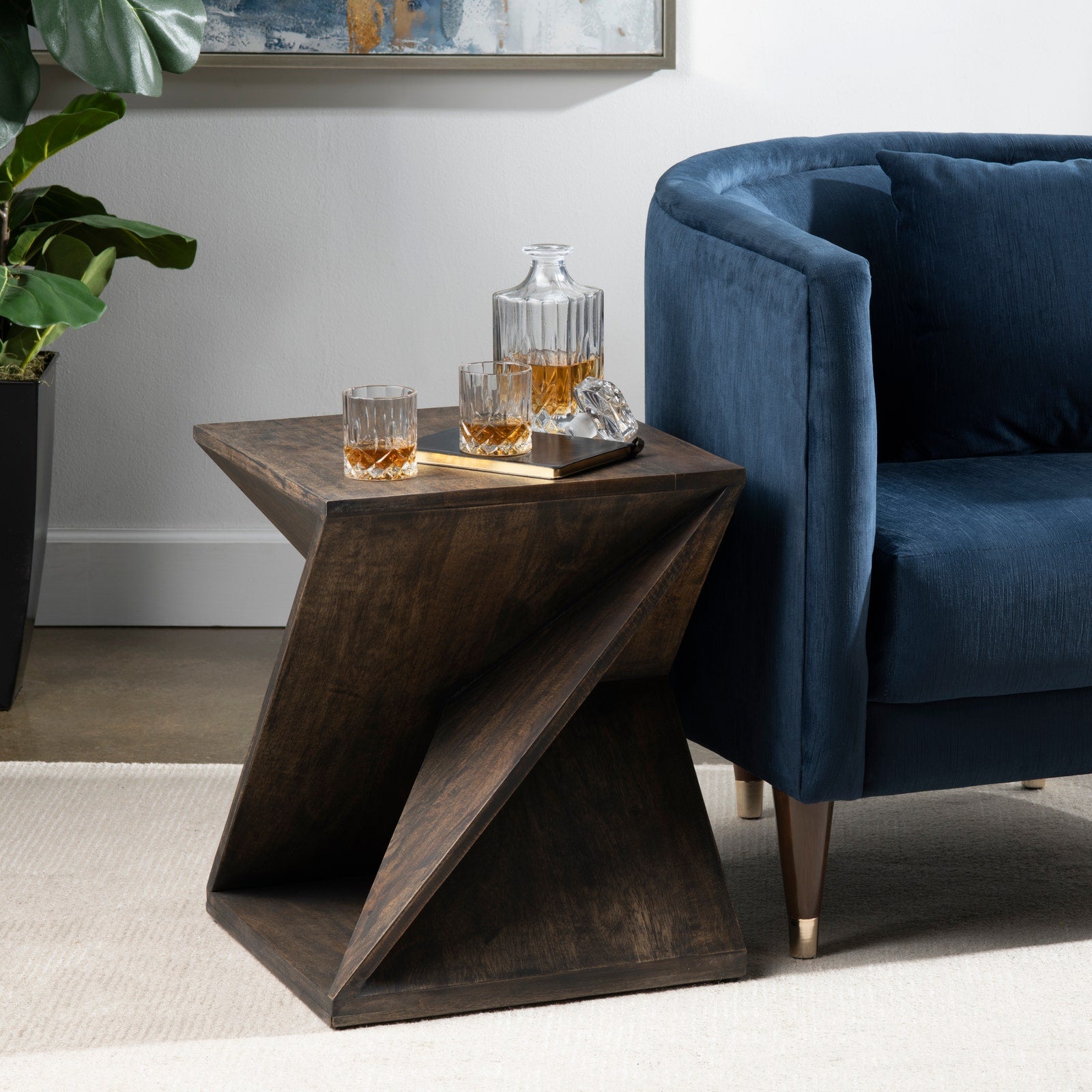 Crestview Collection Hensley Modern Rustic Mango Wood Side Table - Image 1