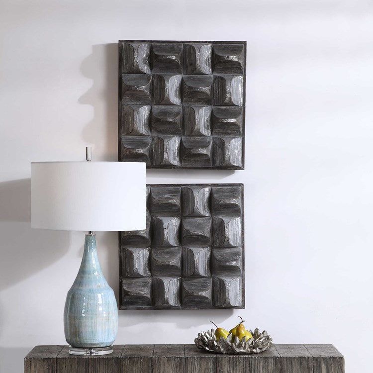 Uttermost Pickford Aged Gray Wash Dimensional Wood Wall Panel - Image 1