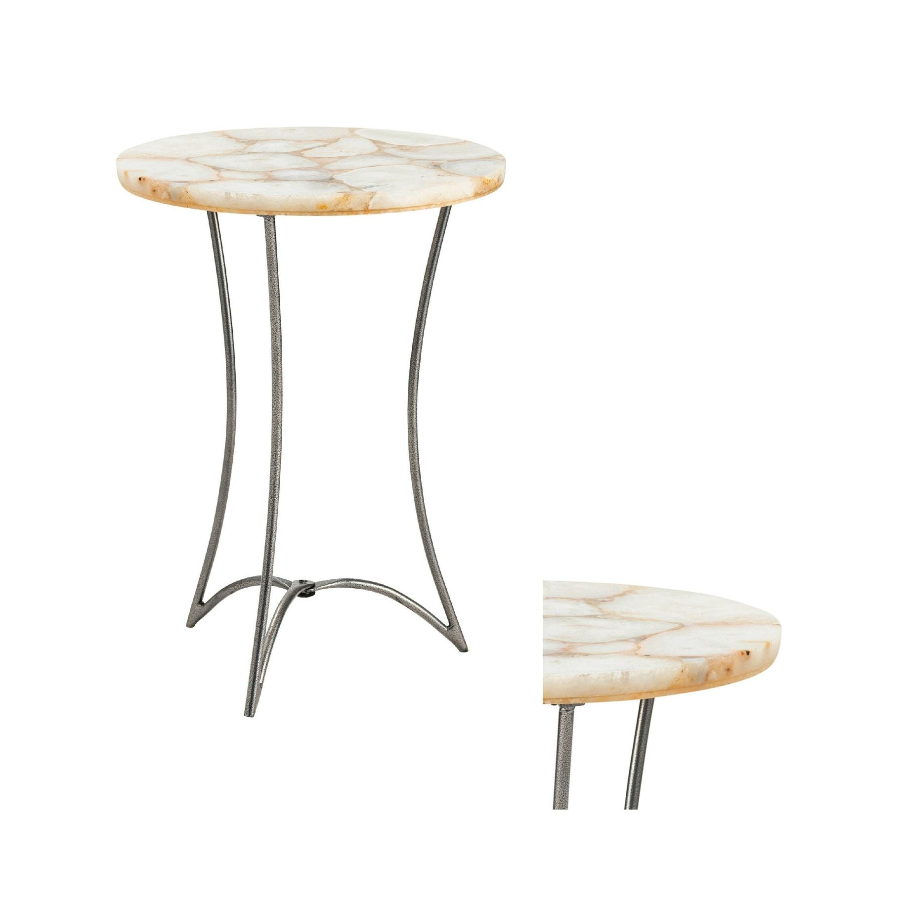Crestview Collection Harlow Cream Agate Round Accent Table - Image 2