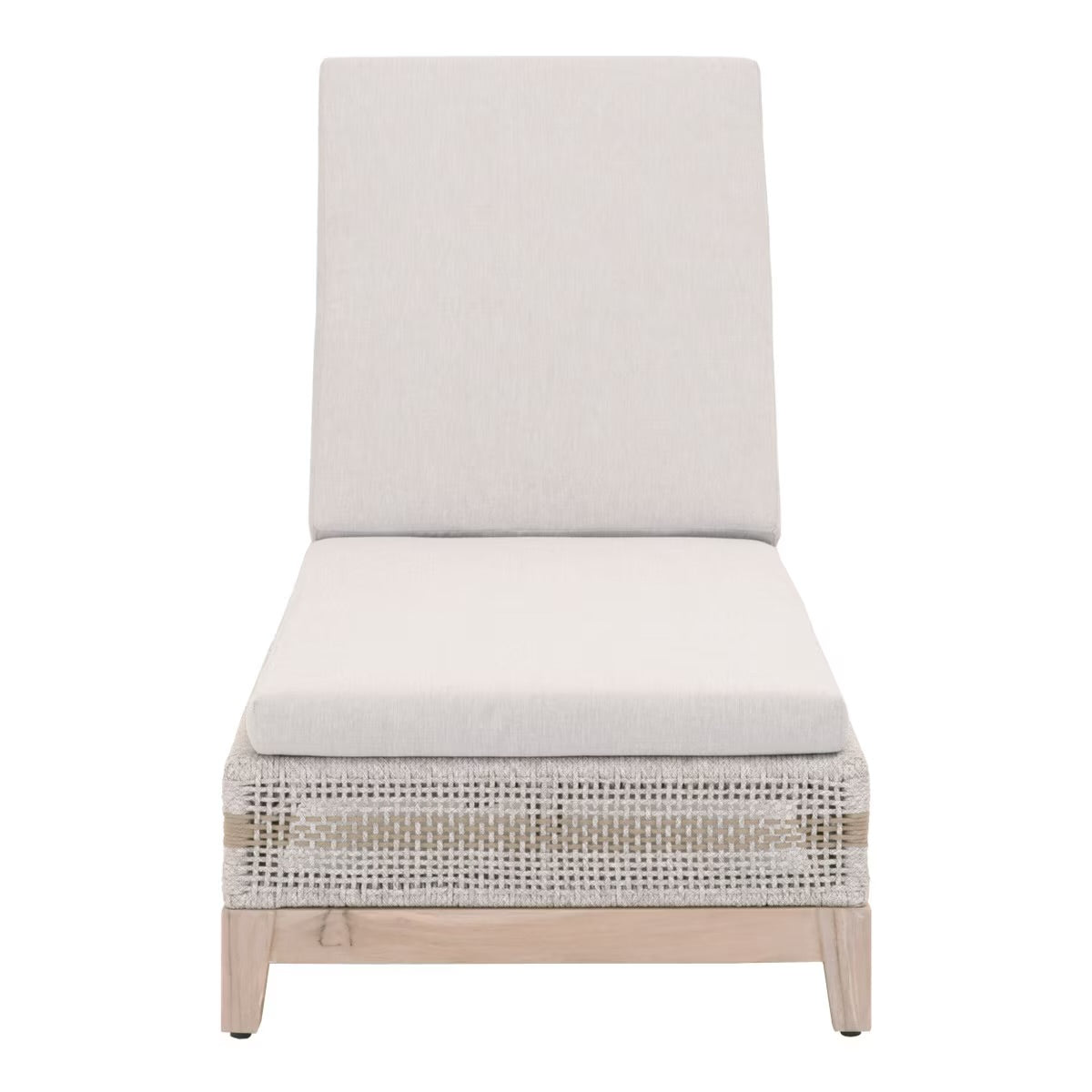 Essentials For Living Tapestry Outdoor Chaise Lounge ~ Taupe & White Flat Rope, Taupe Stripe, Performance Pumice, Gray Teak - Image 2