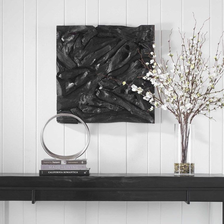 Uttermost Rio Satin Black Teak Branches Wood Wall Panel