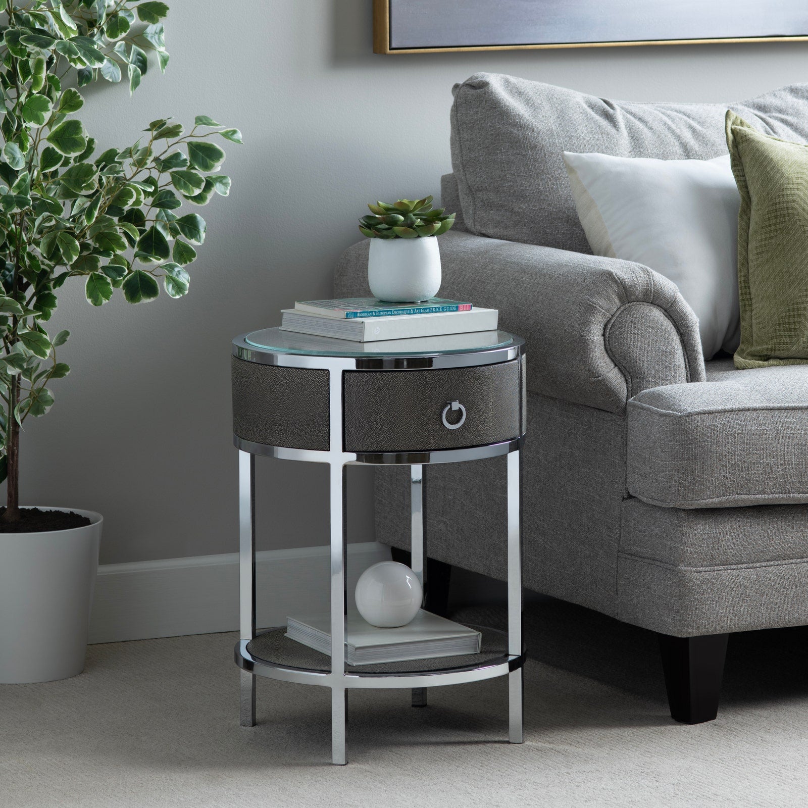 Crestview Collection Shagreen Round Accent Table - Image 1