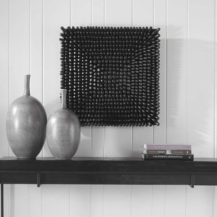 Uttermost Portside Satin Black Beech Wood Wall Panel - Image 2