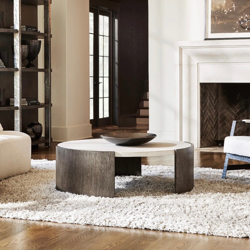 Bernhardt Prado Collection Modern Rustic Cocktail Table ~ Porcini Finish - Image 1