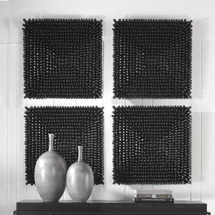 Uttermost Portside Satin Black Beech Wood Wall Panel