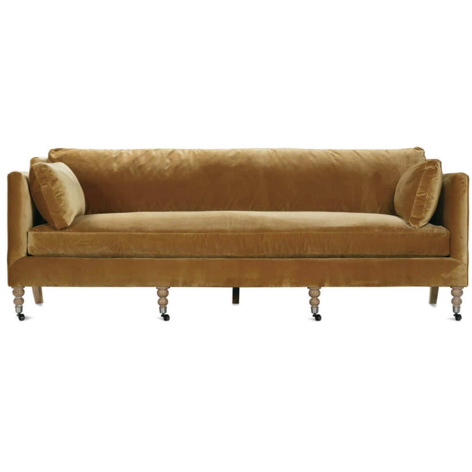 Rowe Furniture Madeline Antiqued Amber Velvet 90” Sofa ~ Express Collection