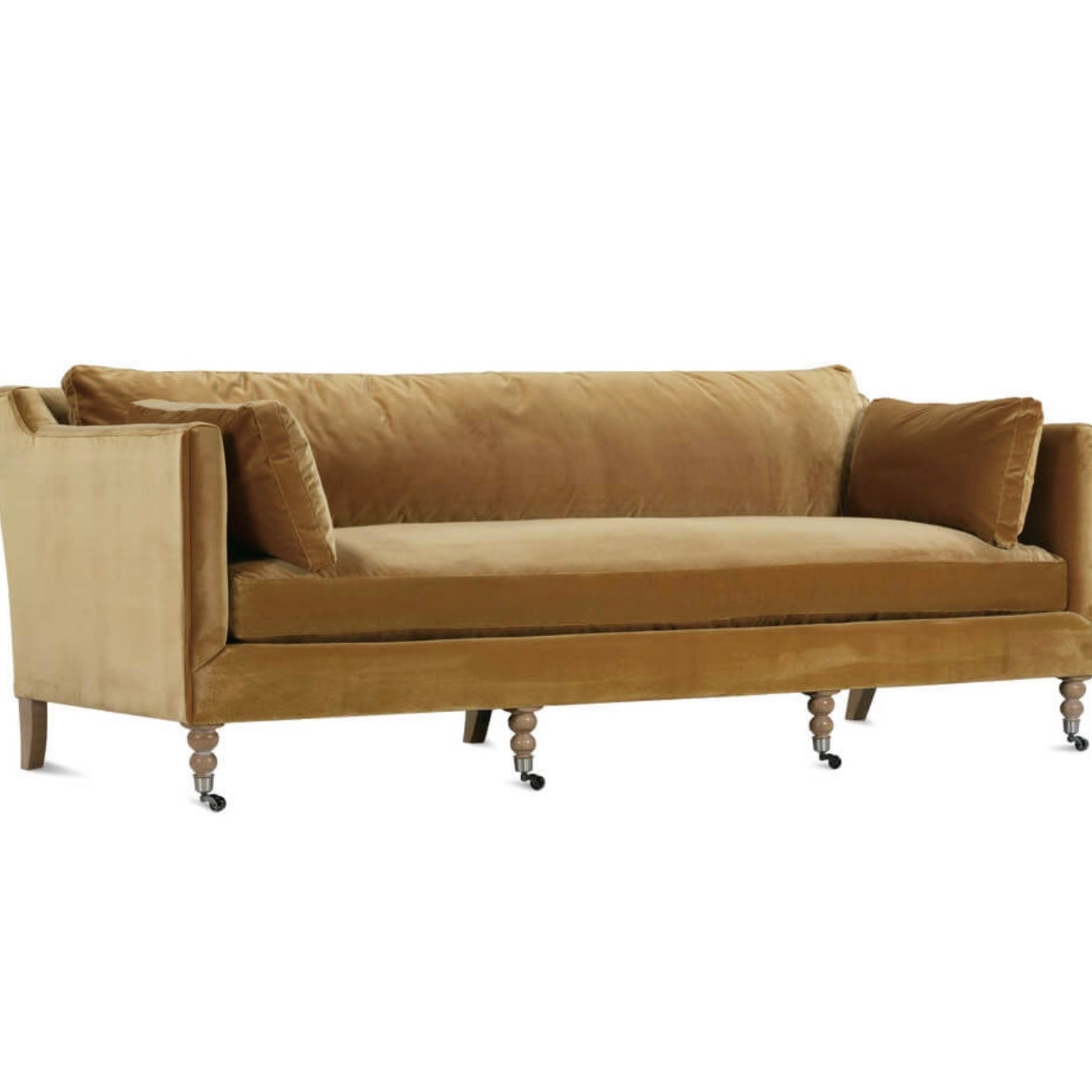 Rowe Furniture Madeline Antiqued Amber Velvet 90” Sofa ~ Express Collection - Image 3
