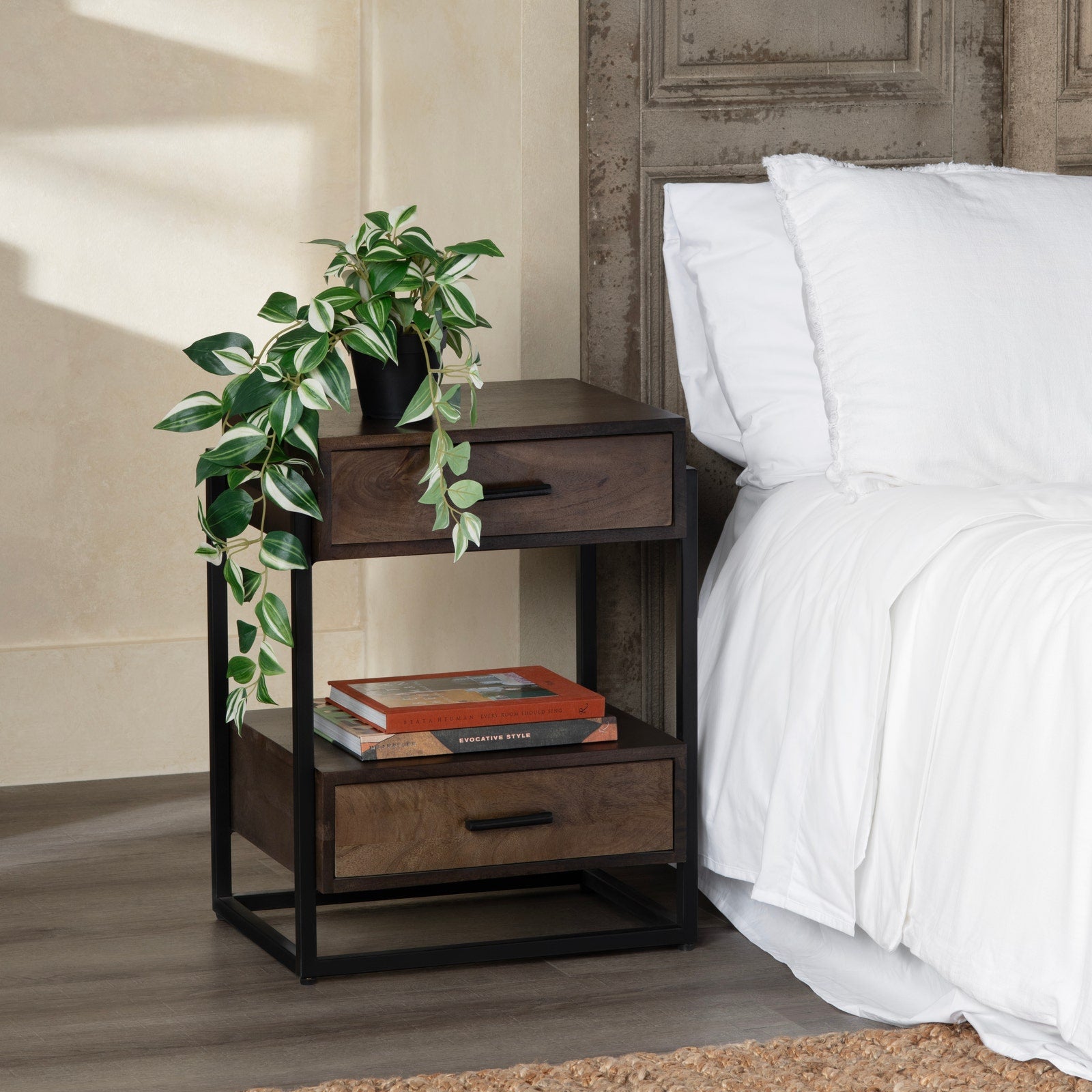 Crestview Collection Beckett 2 Drawer Side Table - Image 1