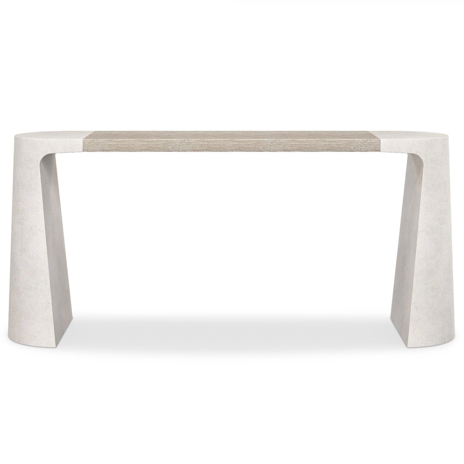 Bernhardt Prado Collection Glass-Reinforced Concrete With Tawny Wood Top Console Table - Image 2