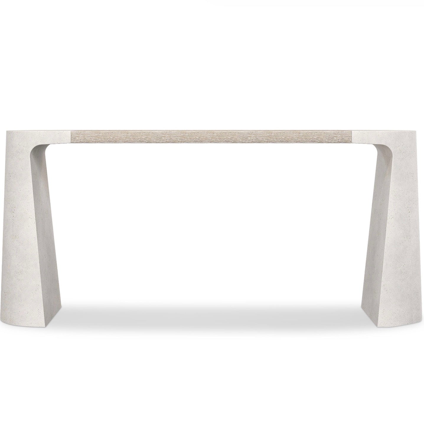 Bernhardt Prado Collection Glass-Reinforced Concrete With Tawny Wood Top Console Table - Image 3