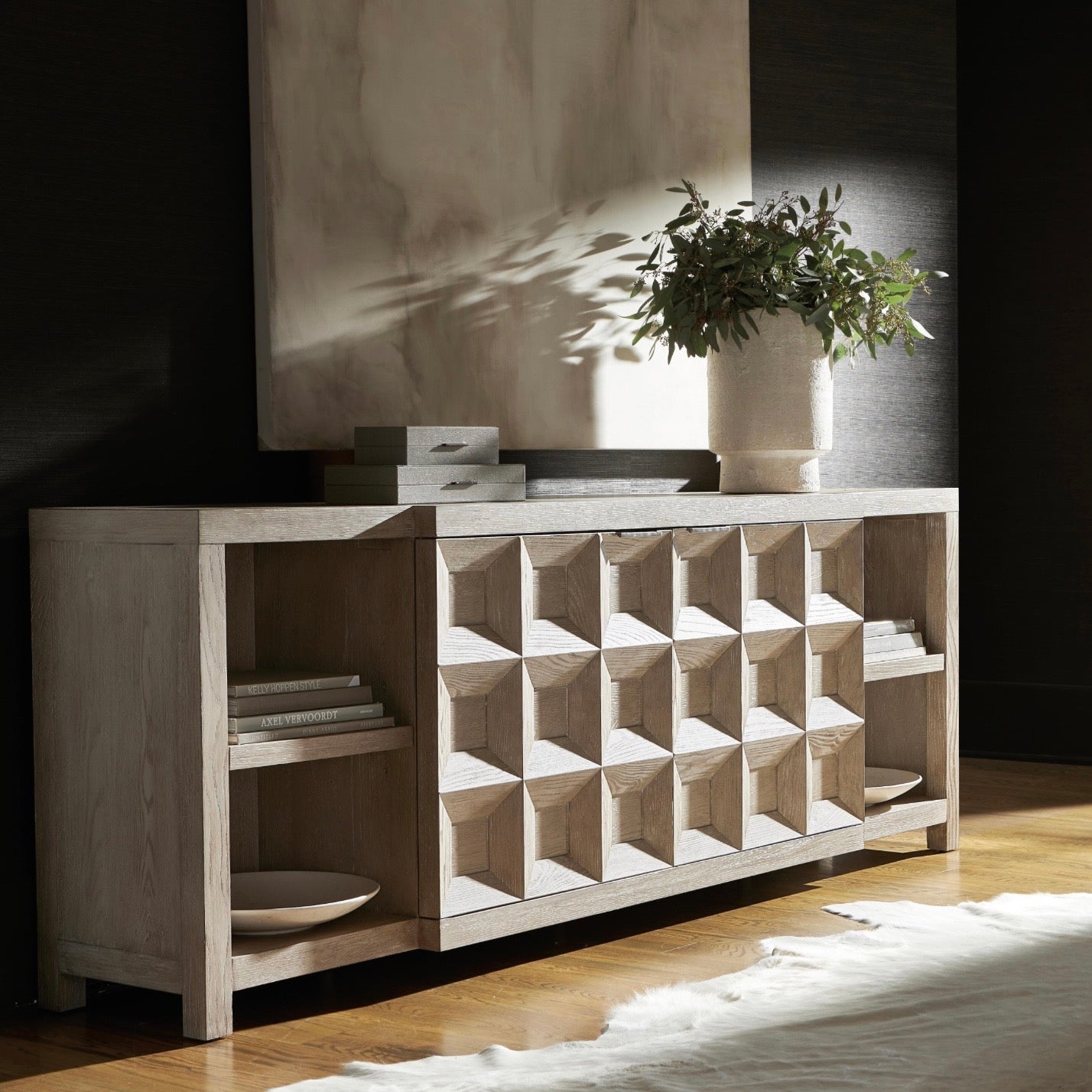 Bernhardt Prado Collection Coffered Entertainment Credenza ~ Tawny Finish