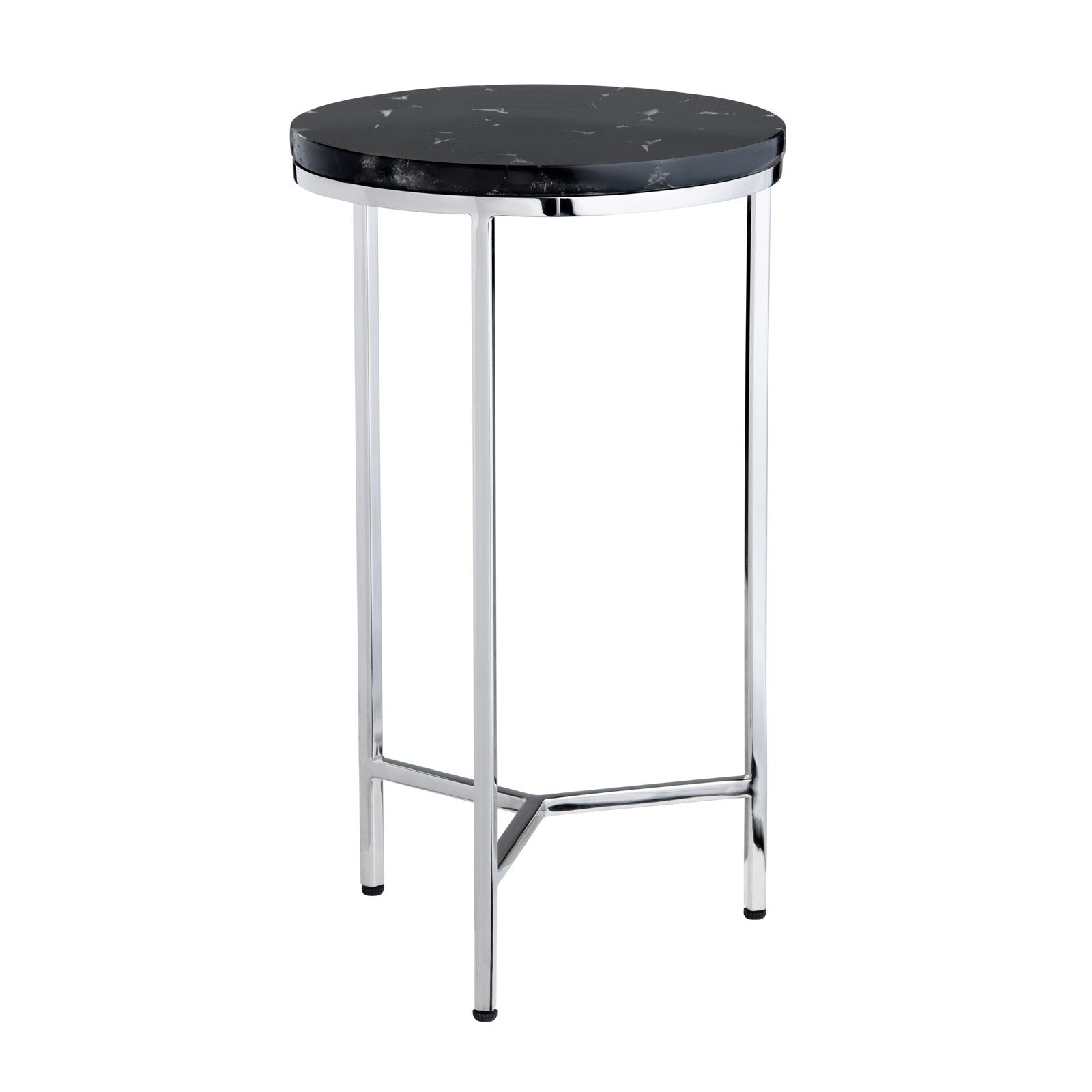 Crestview Collection Obsidian Black Marble Round Accent Table - Image 1