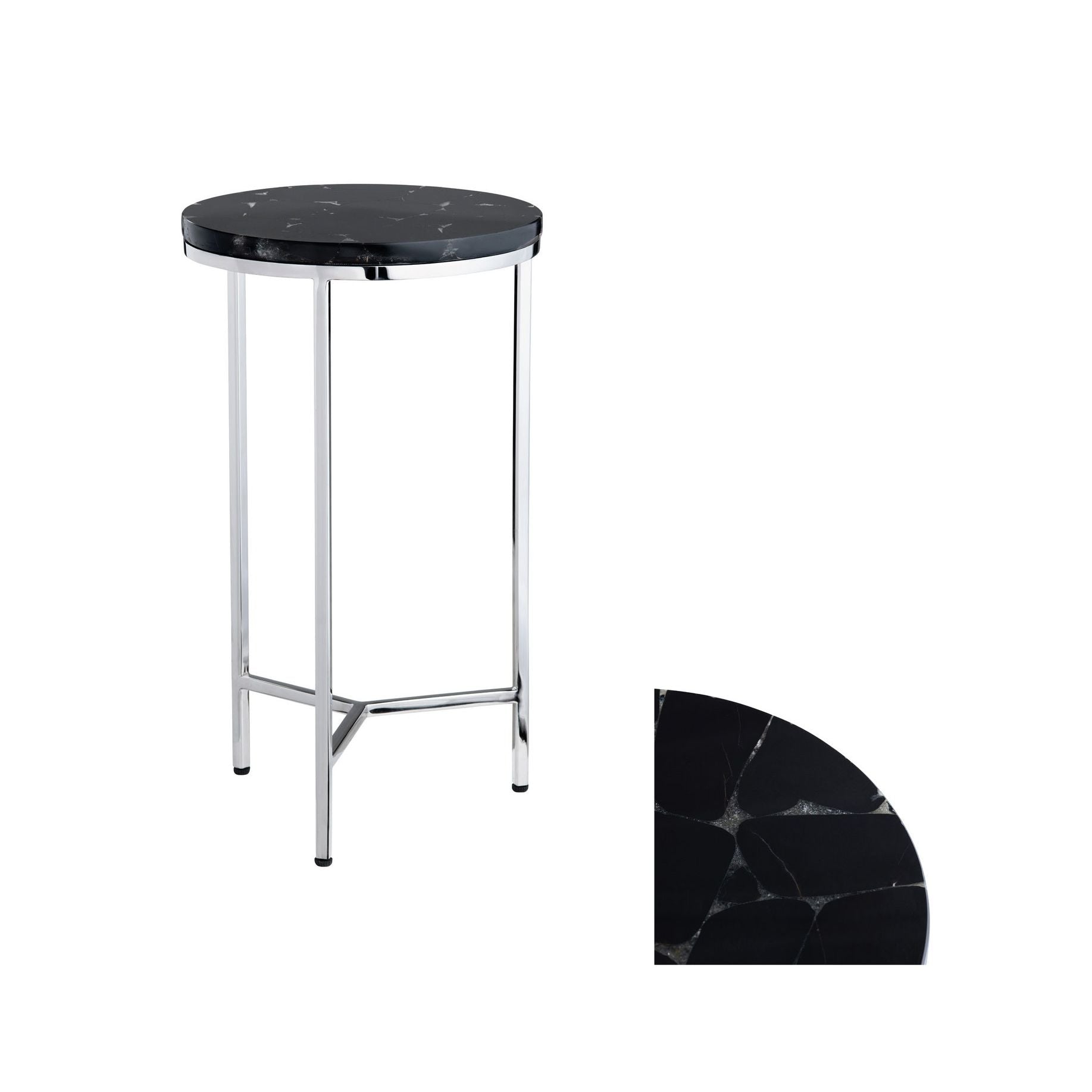 Crestview Collection Obsidian Black Marble Round Accent Table - Image 2