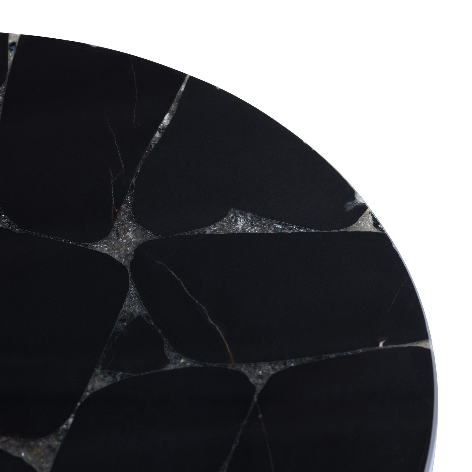 Crestview Collection Obsidian Black Marble Round Accent Table - Image 3