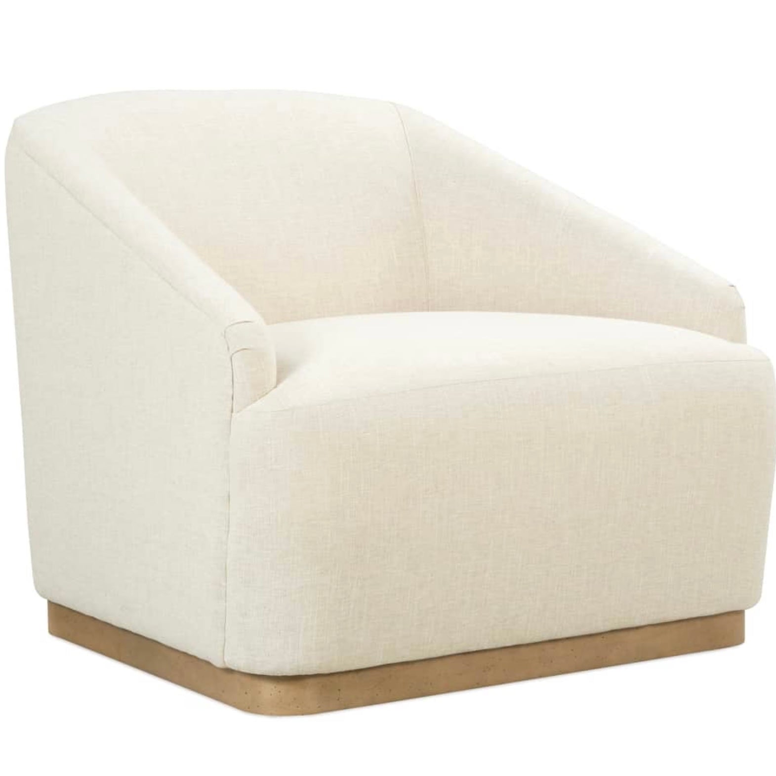 Rowe Furniture Bernie Swivel Chair in Ecru Chenille with Washed Oak Plinth Base~ Limited Quantities for Express Ship ~ ONLY 2 of this version Available! - Image 2