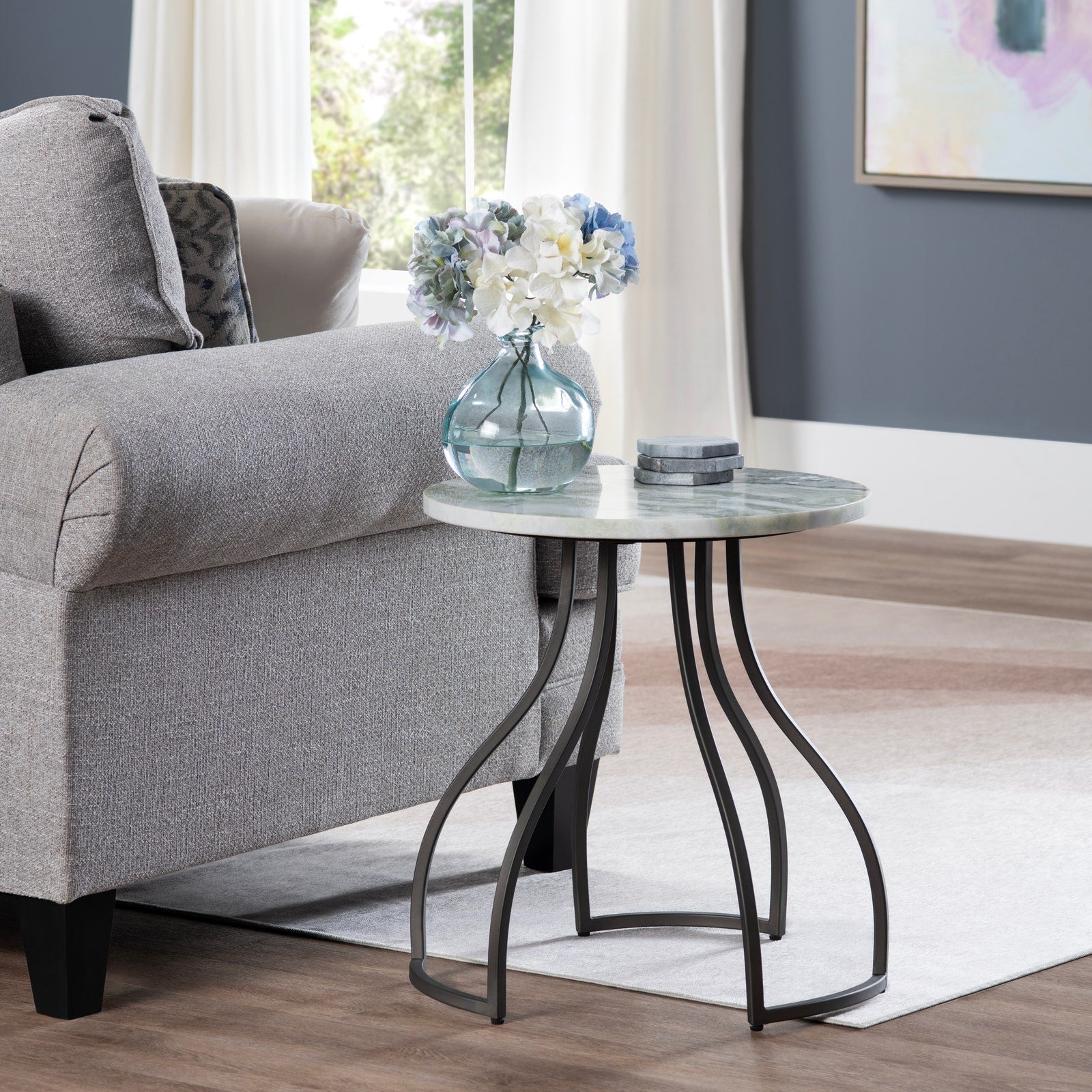 Crestview Collection Aiden Marble Round Accent Table - Image 1