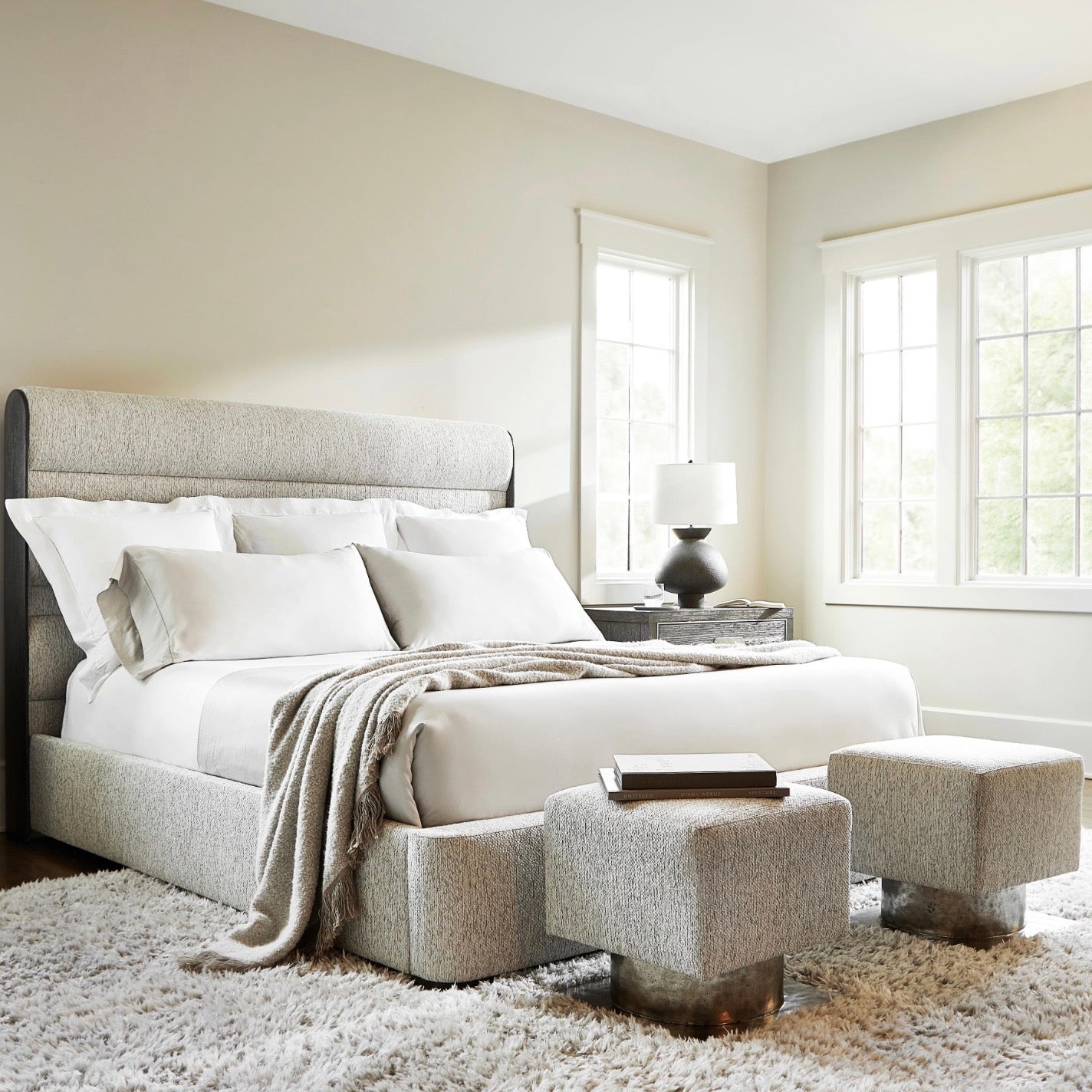 Bernhardt Prado Collection Modern Square Upholstered Bench