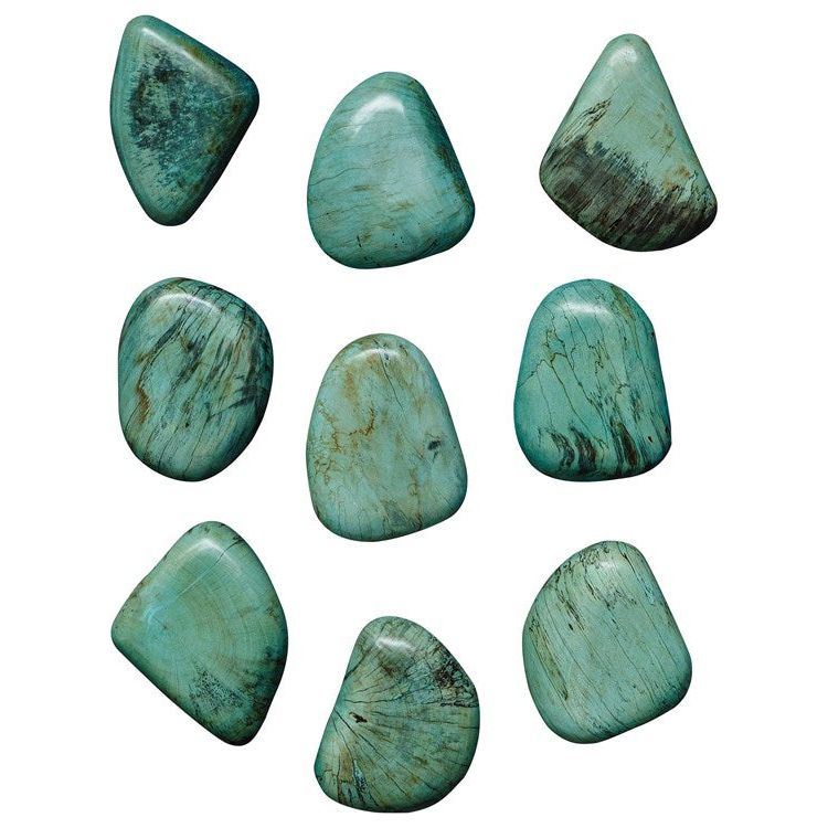 Uttermost Pebbles Set of 9 Aqua Finish Spalted Tamarind Wood Wall Art Decor - Image 3