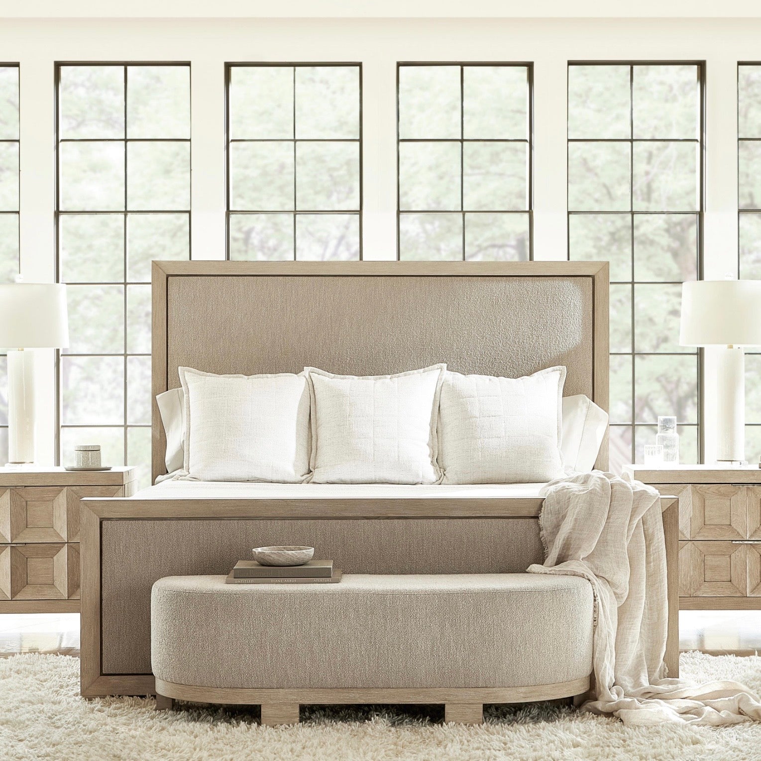 Bernhardt Prado Collection Upholstered Curved Bench