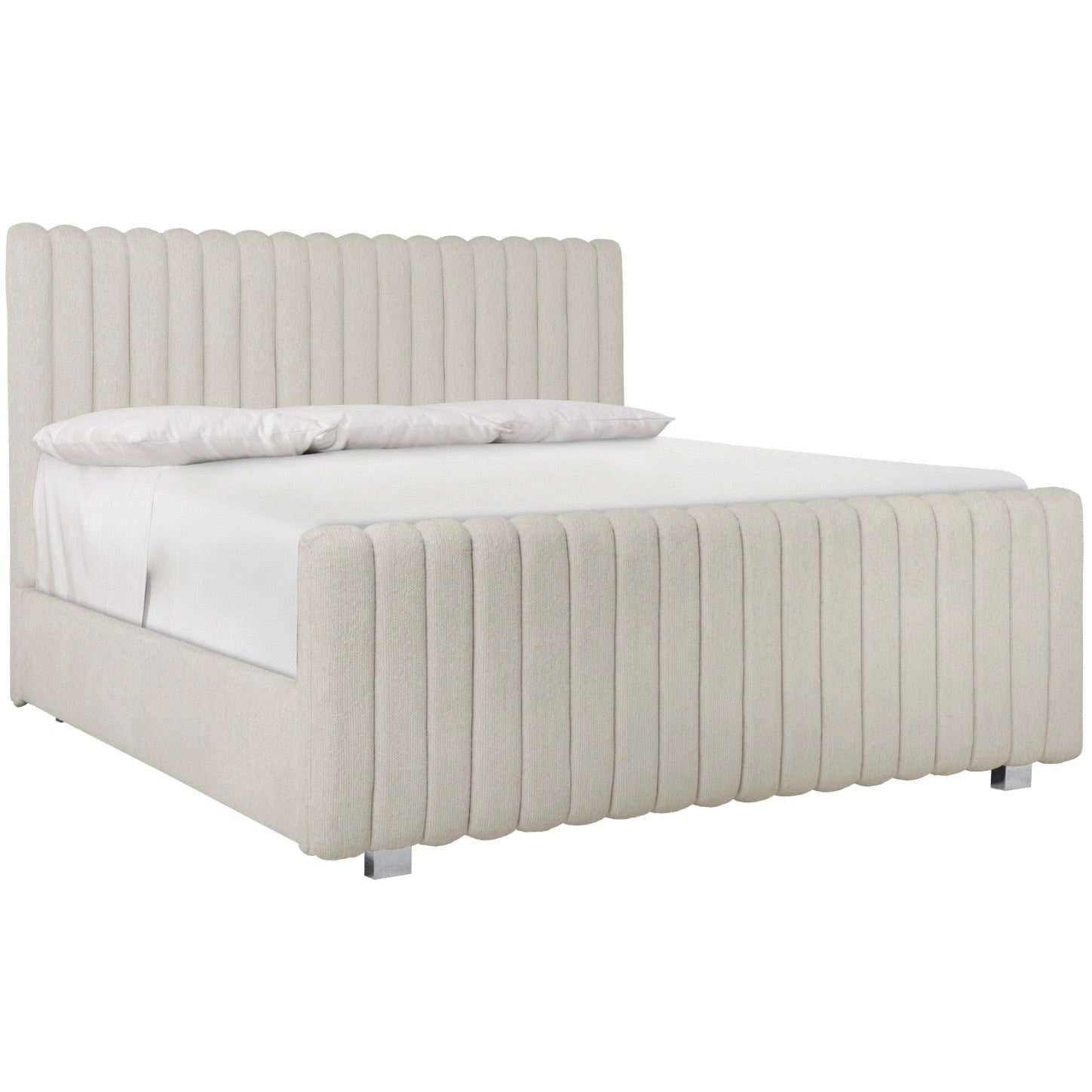 Bernhardt Silhouette Collection Cream Channeled Upholstered Panel Bed ~ Available in Queen And King Sizes - Image 2