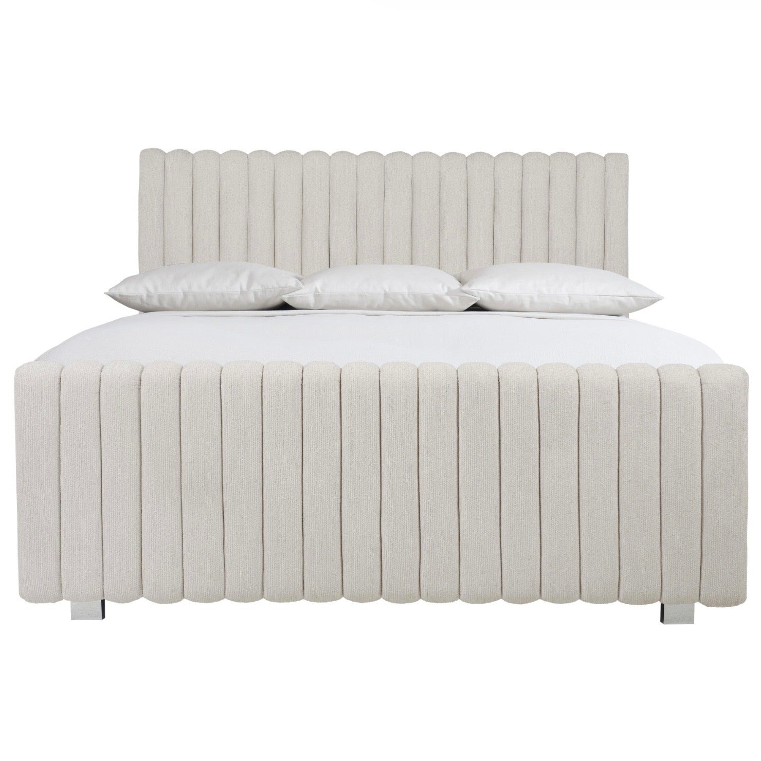 Bernhardt Silhouette Collection Cream Channeled Upholstered Panel Bed ~ Available in Queen And King Sizes - Image 3