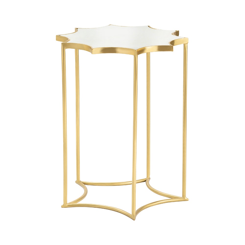 Crestview Collection Robyn White Marble Round Accent Table - Image 1