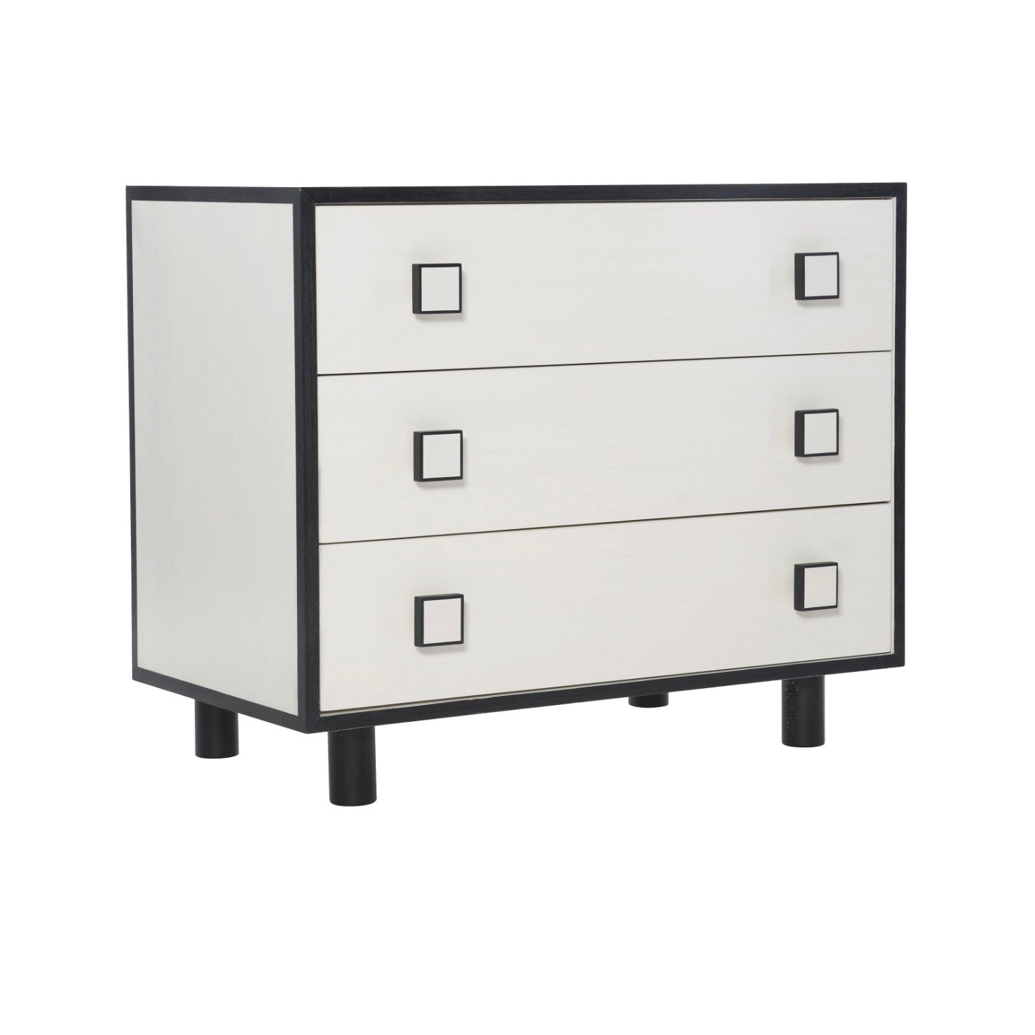 Bernhardt Silhouette Collection Three Drawer Nightstand ~Onyx and Eggshell Two Tone Finish - Image 2