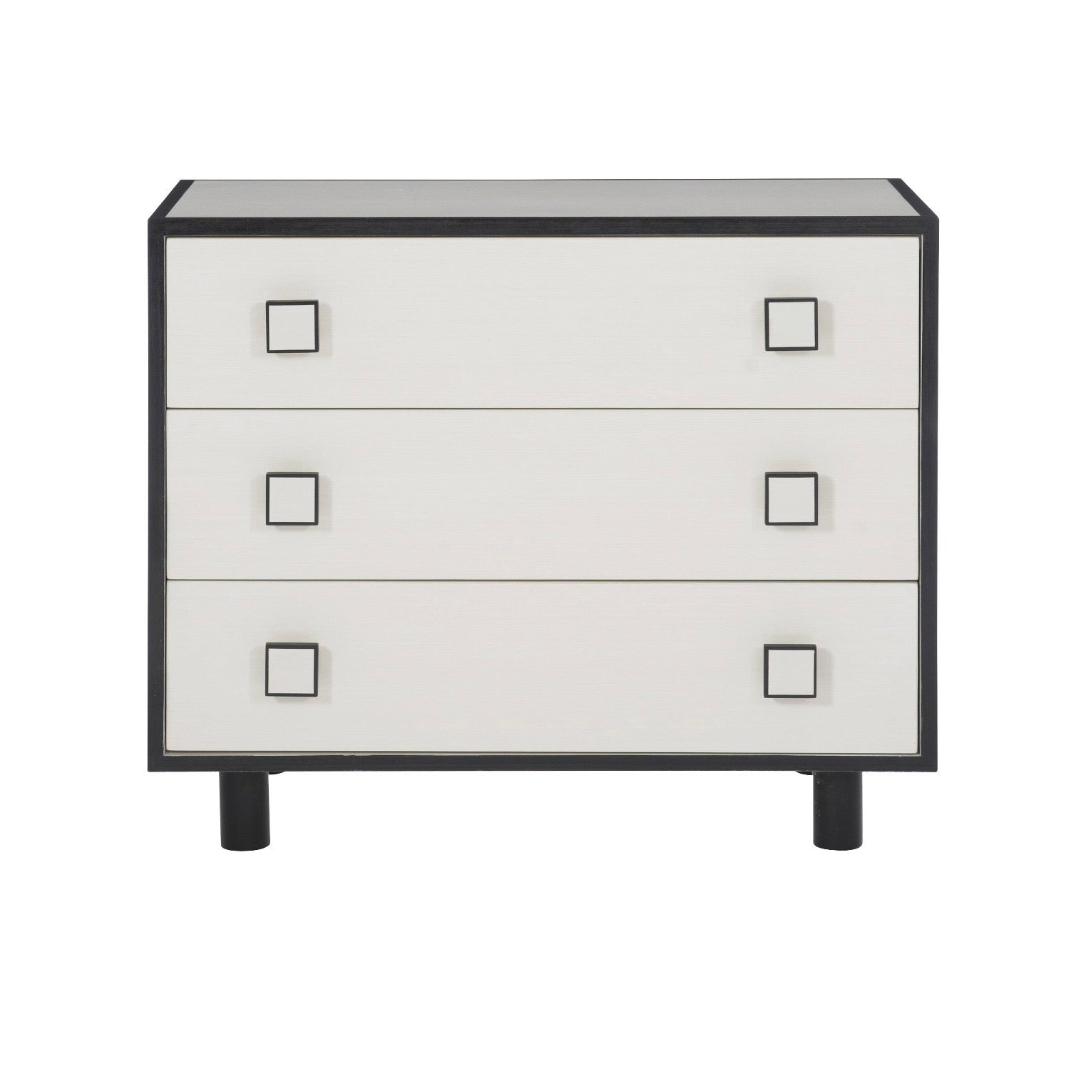 Bernhardt Silhouette Collection Three Drawer Nightstand ~Onyx and Eggshell Two Tone Finish - Image 3