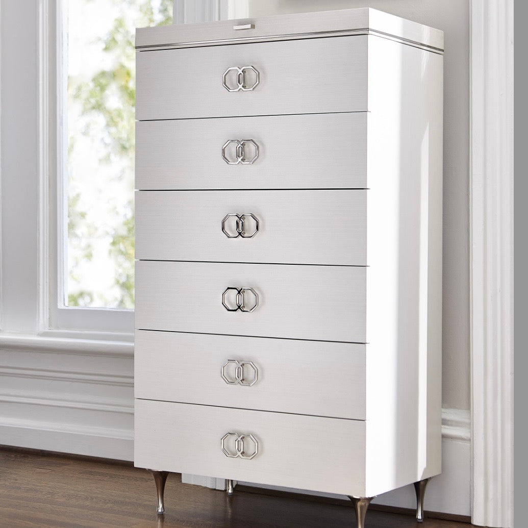 Bernhardt Silhouette Collection Six Drawer Tall Dresser ~ Onyx and Eggshell Two Tone Finish - Image 1