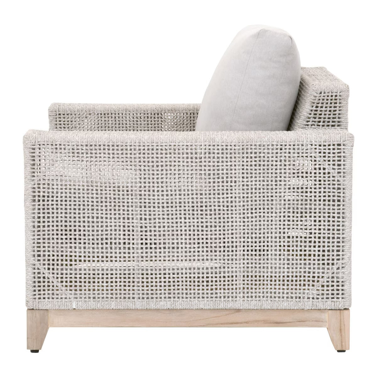 Essentials For Living Tropez Outdoor Sofa Chair ~ Taupe & White Flat Rope, Performance Pumice, Gray Teak - Image 3