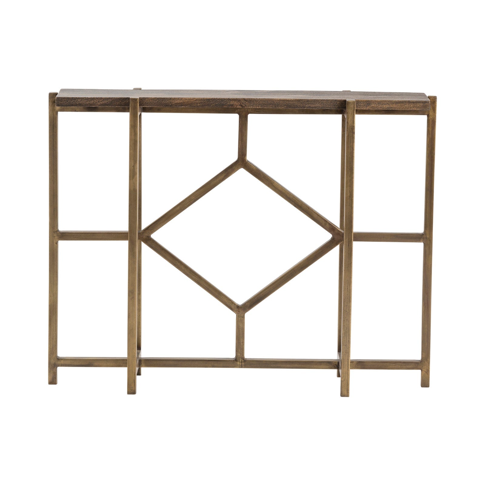 Crestview Collection Diamond Wood Modern Console Table With Gold Iron Base - Image 2