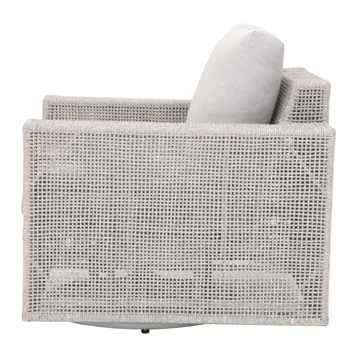 Essentials For Living Tropez Outdoor Swivel Rocker Sofa Chair ~ Taupe & White Flat Rope, Performance Pumice - Image 3