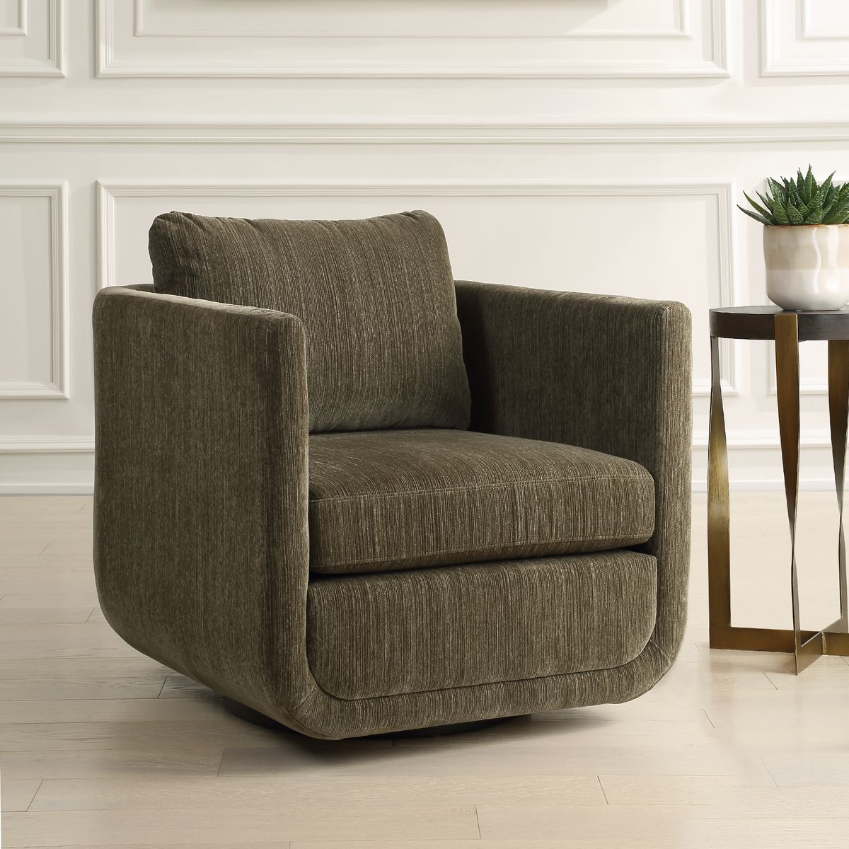 Uttermost Abound Herb Textured Chenille Swivel Chair - Image 1